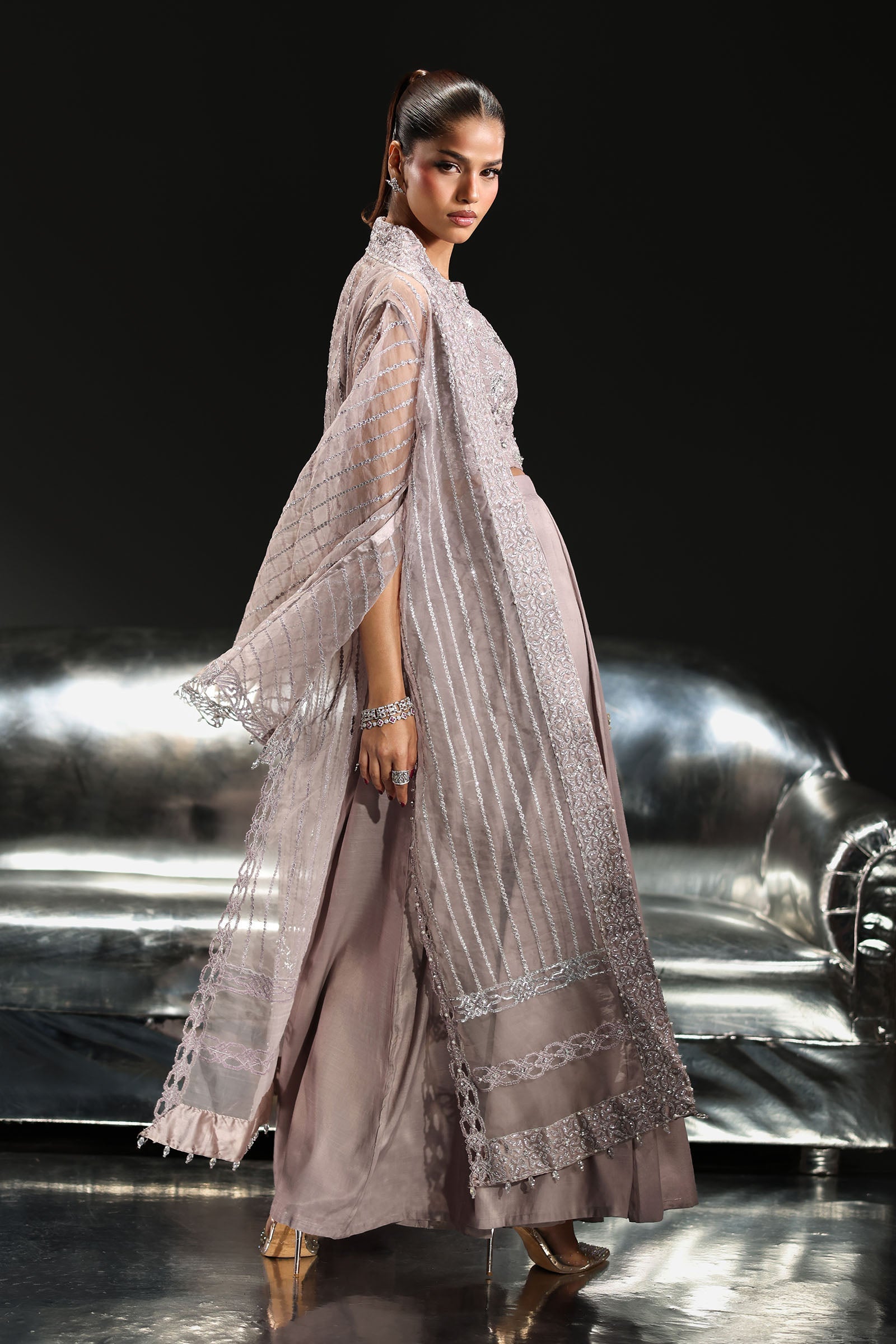 3 Piece Embroidered Organza Suit