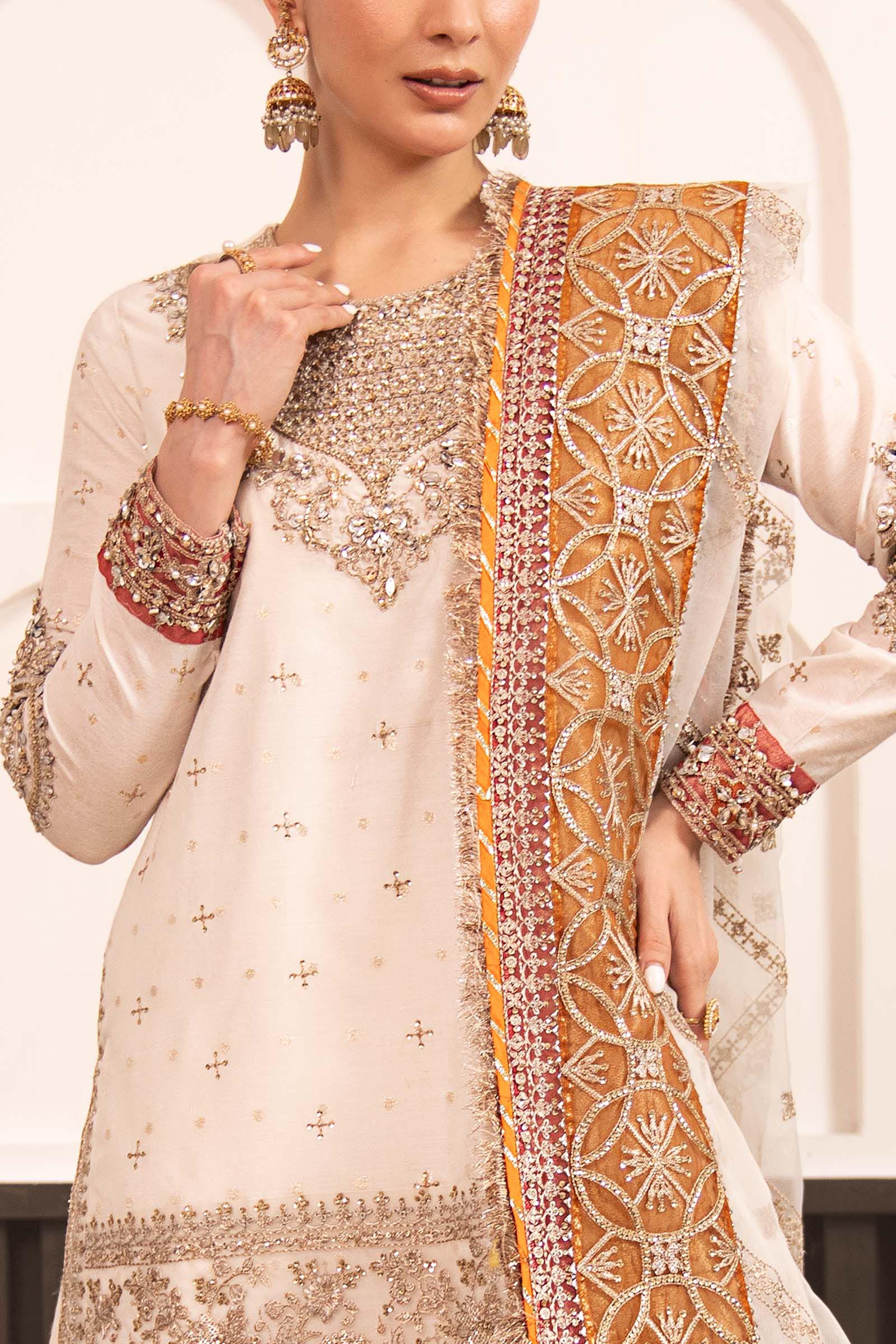 3 Piece Embroidered Cotton Lurex Suit
