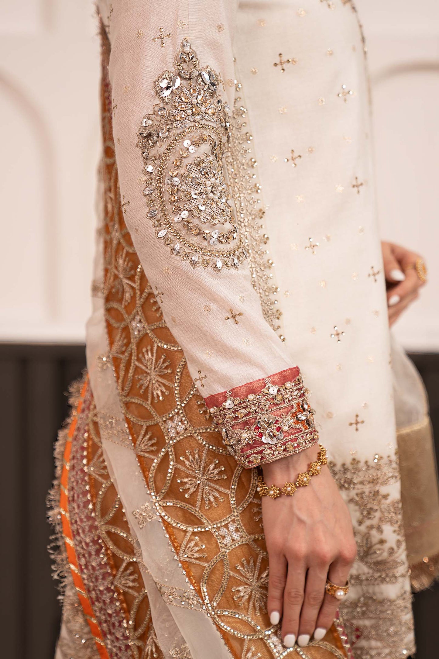 3 Piece Embroidered Cotton Lurex Suit