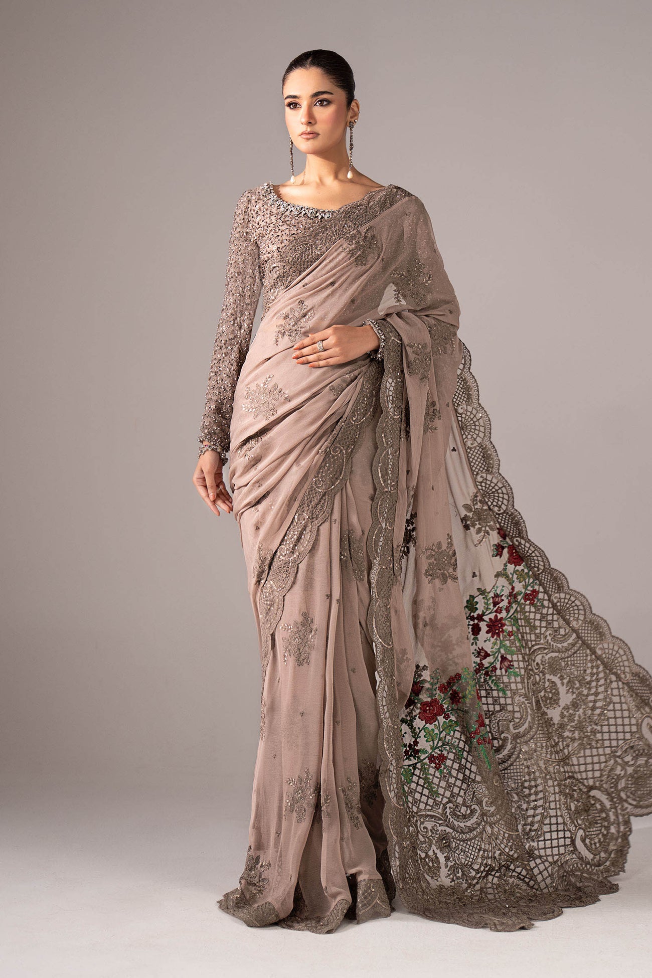 Embroidered Chiffon Saree