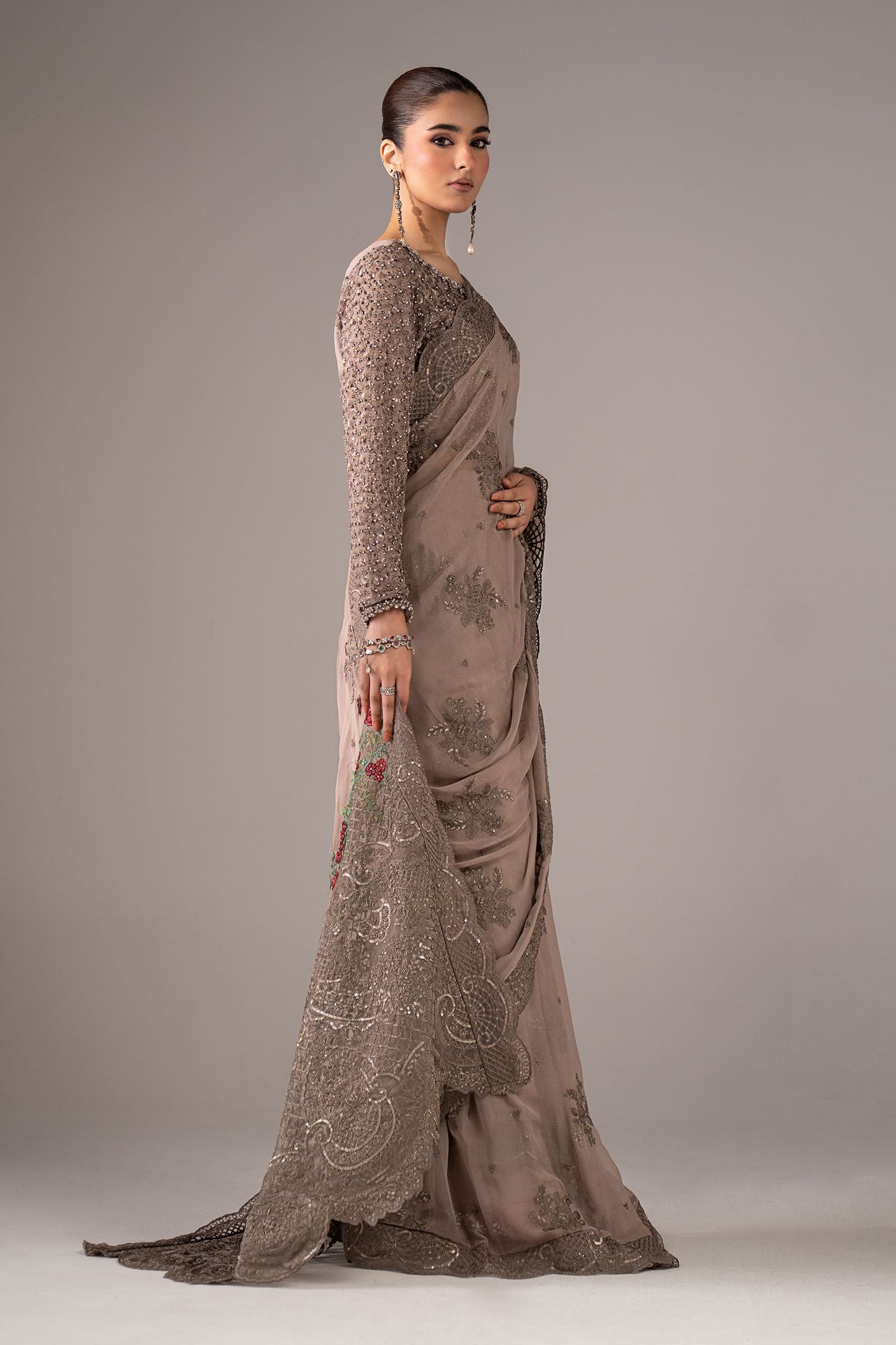 Embroidered Chiffon Saree