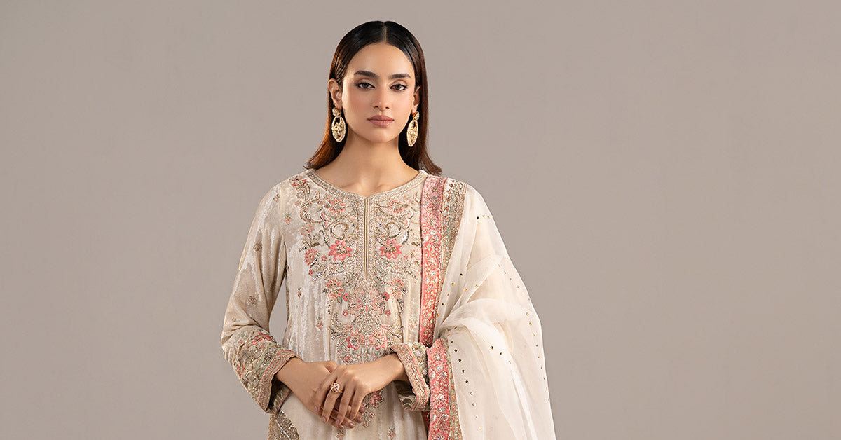 3 Piece Embroidered Velvet Suit