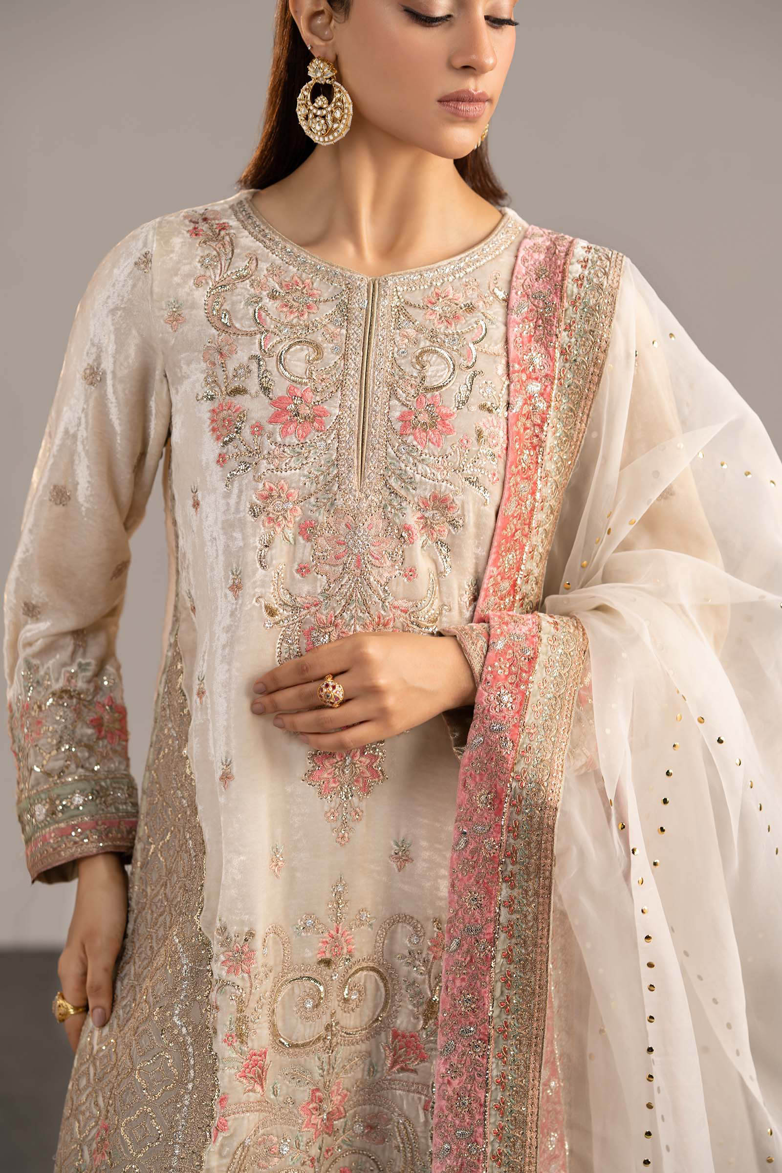 3 Piece Embroidered Velvet Suit