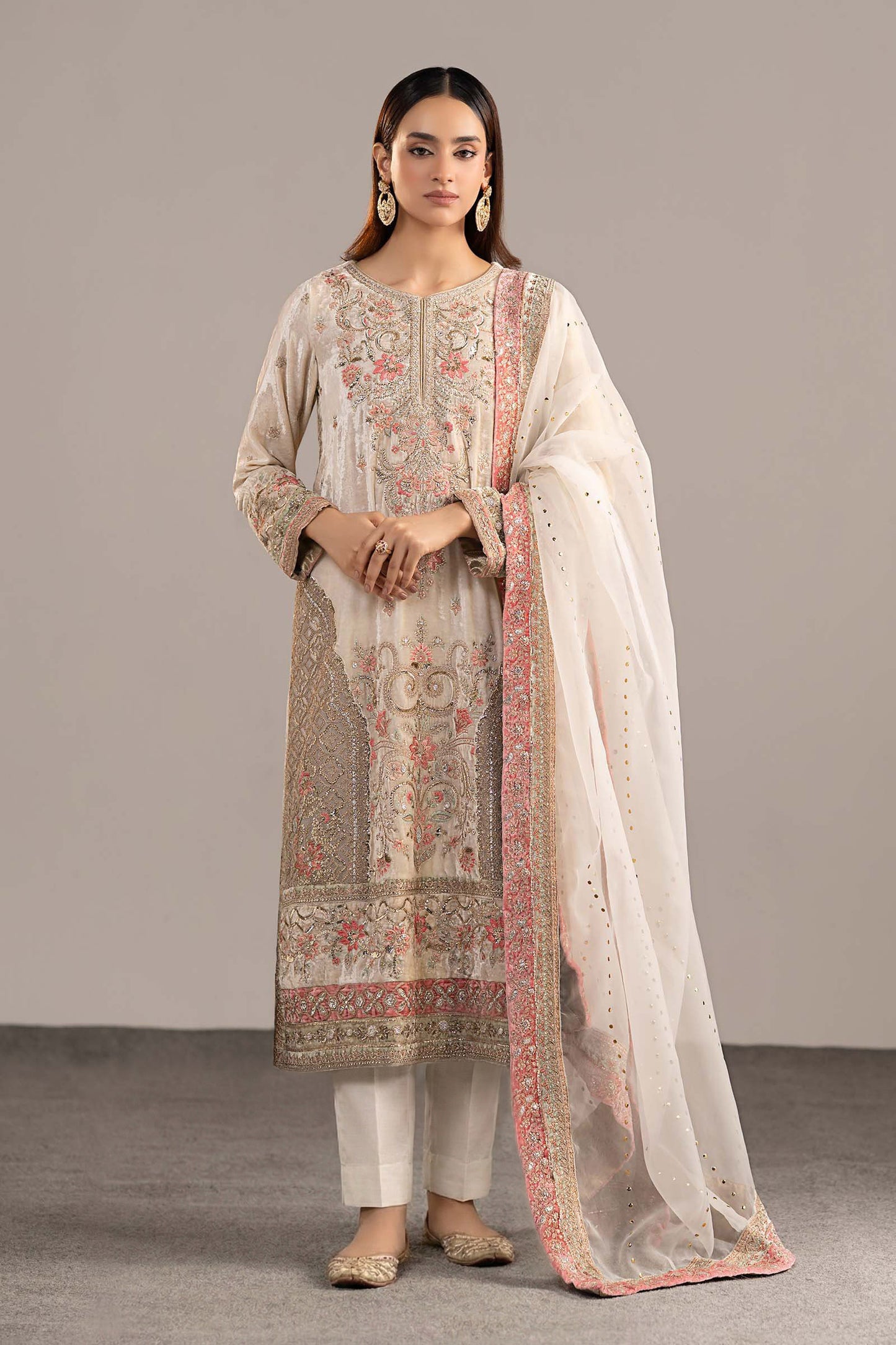 3 Piece Embroidered Velvet Suit