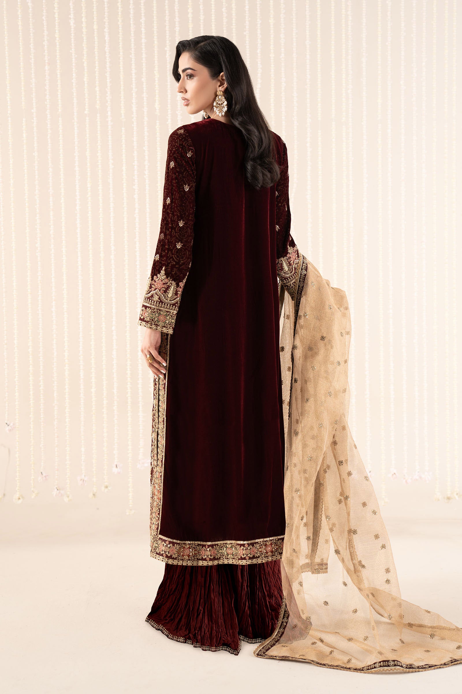 3 Piece Embroidered Velvet Suit