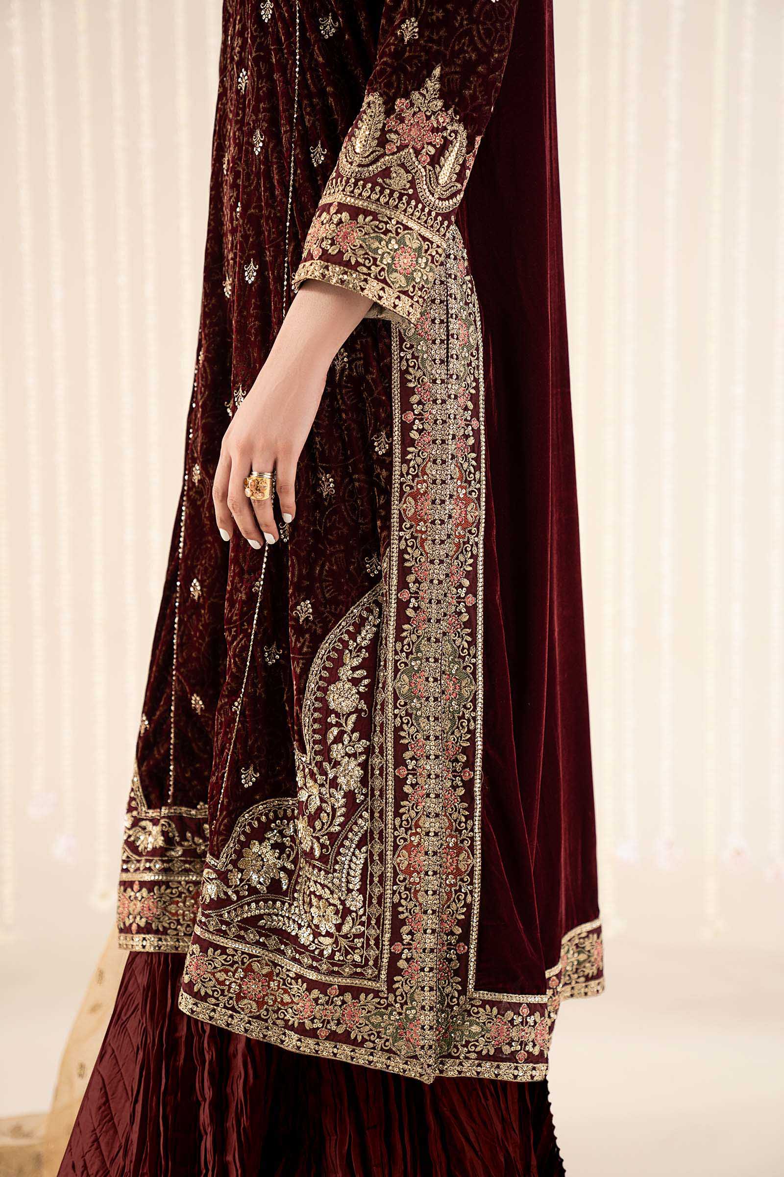 3 Piece Embroidered Velvet Suit