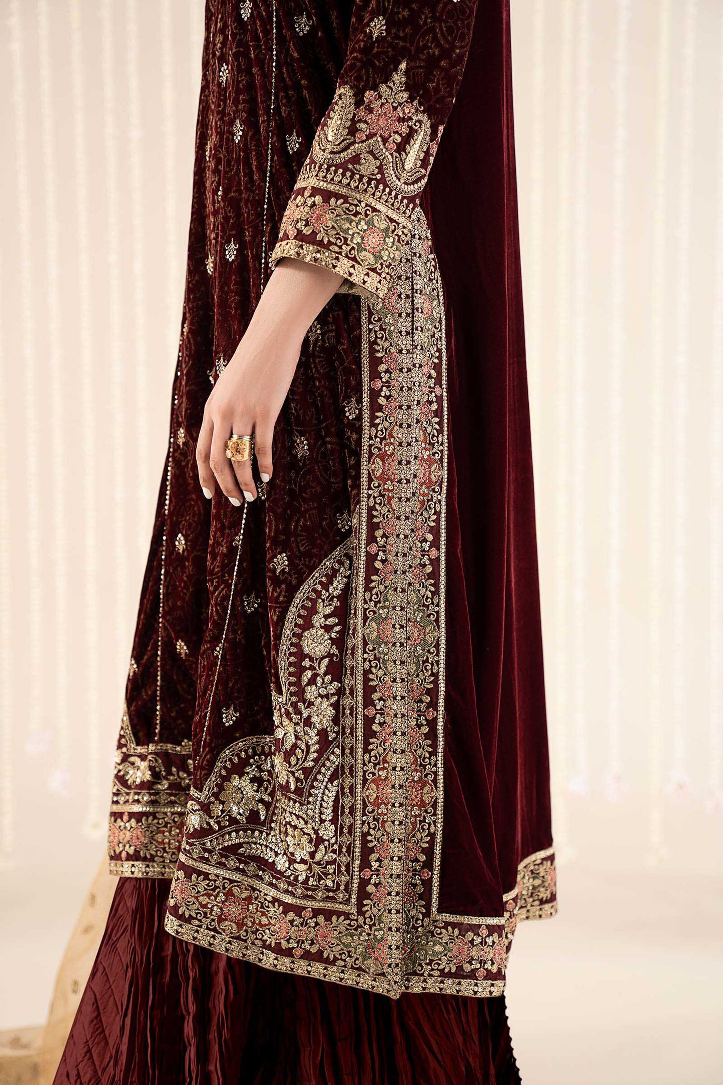 3 Piece Embroidered Velvet Suit