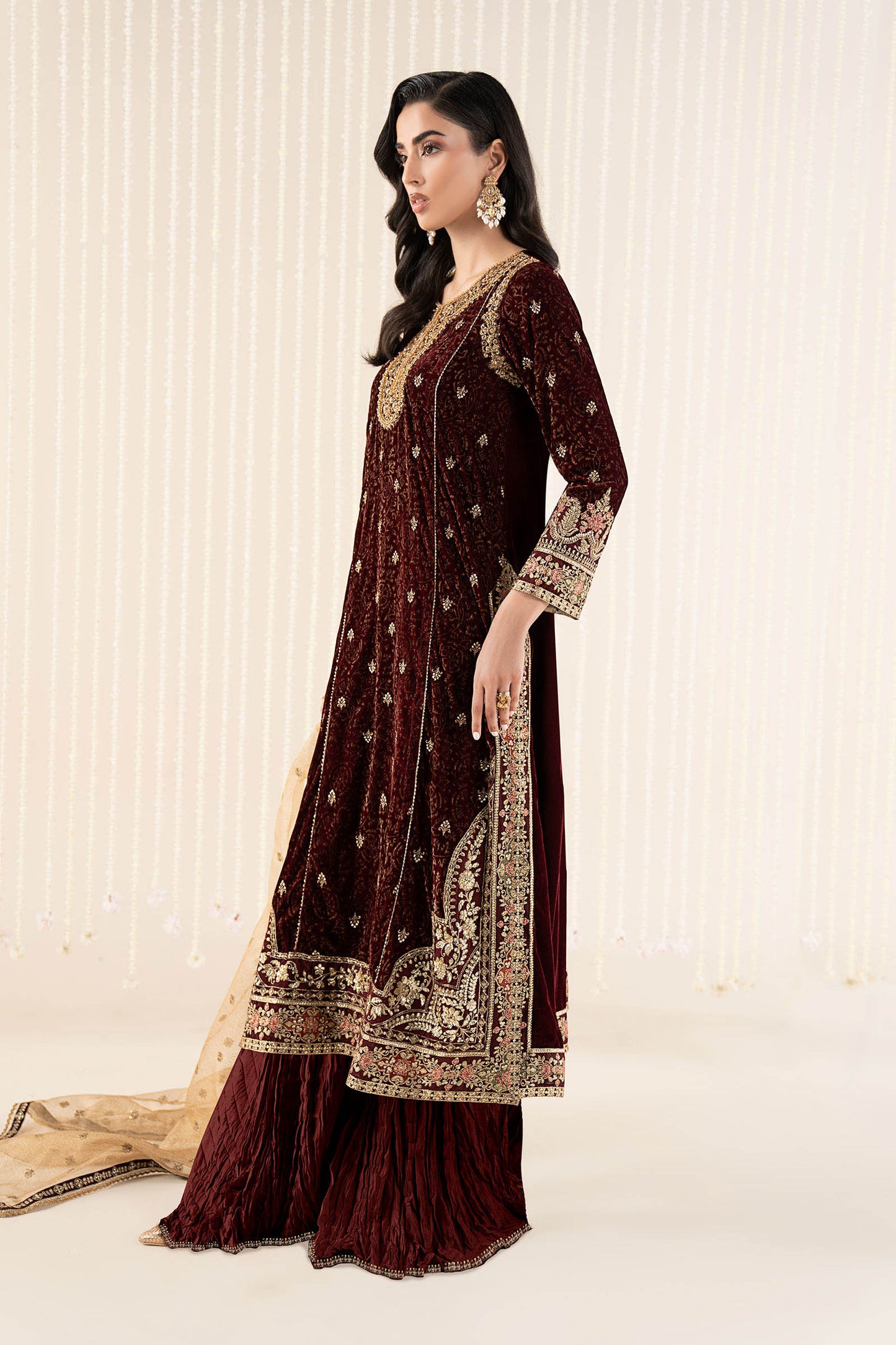 3 Piece Embroidered Velvet Suit