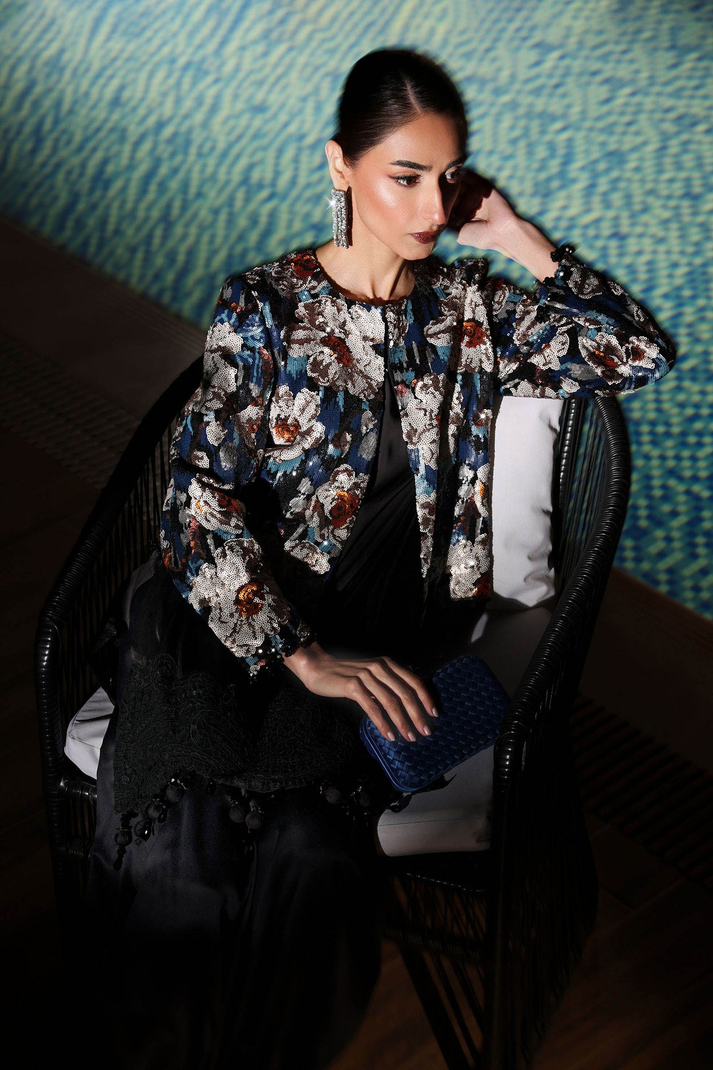 3 Piece Embellished Net Suit