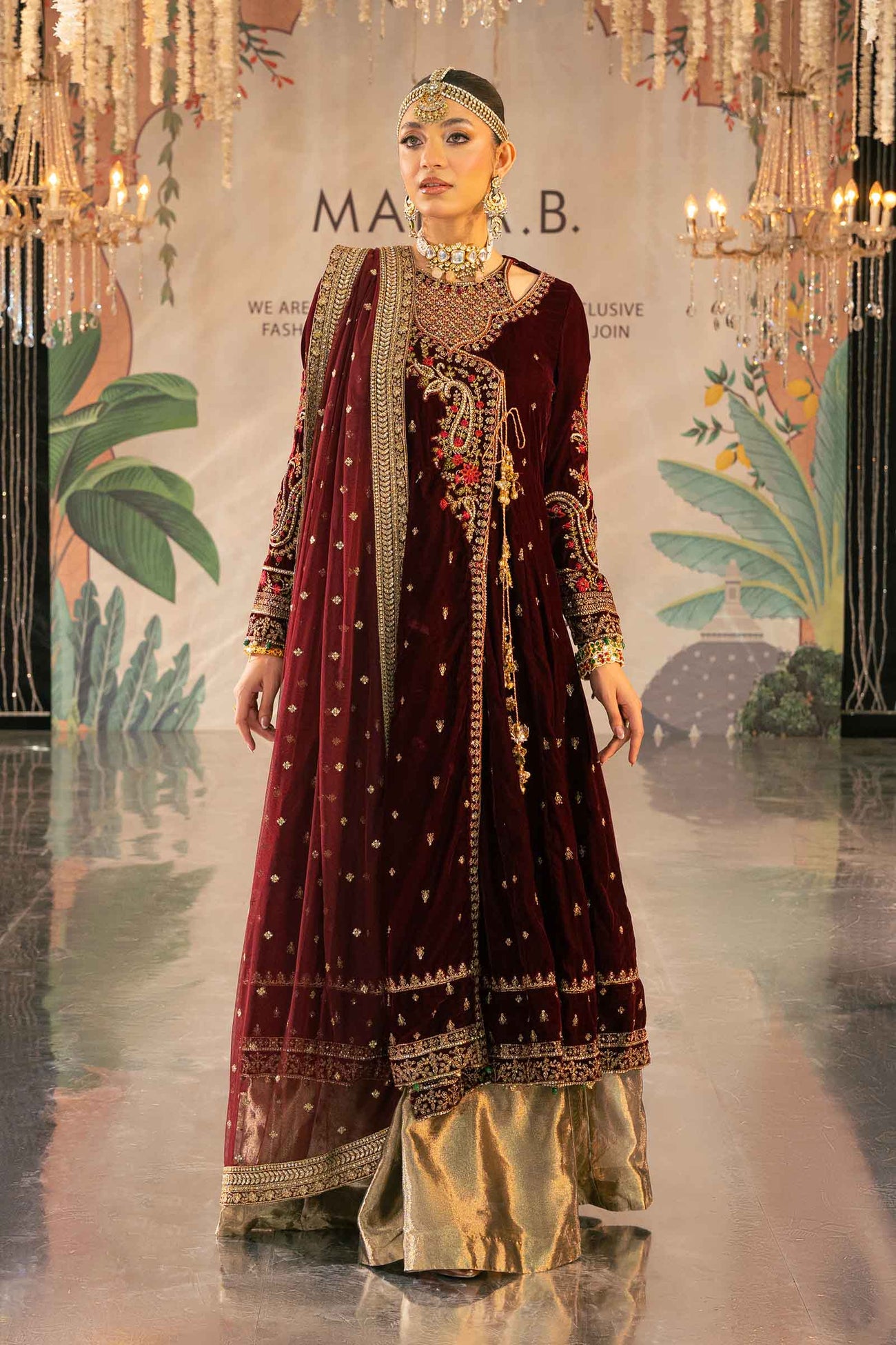 3 Piece Embroidered Velvet Suit