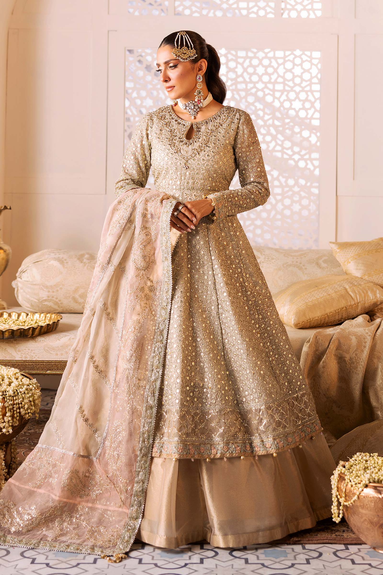 3 Piece Embroidered Organza Suit