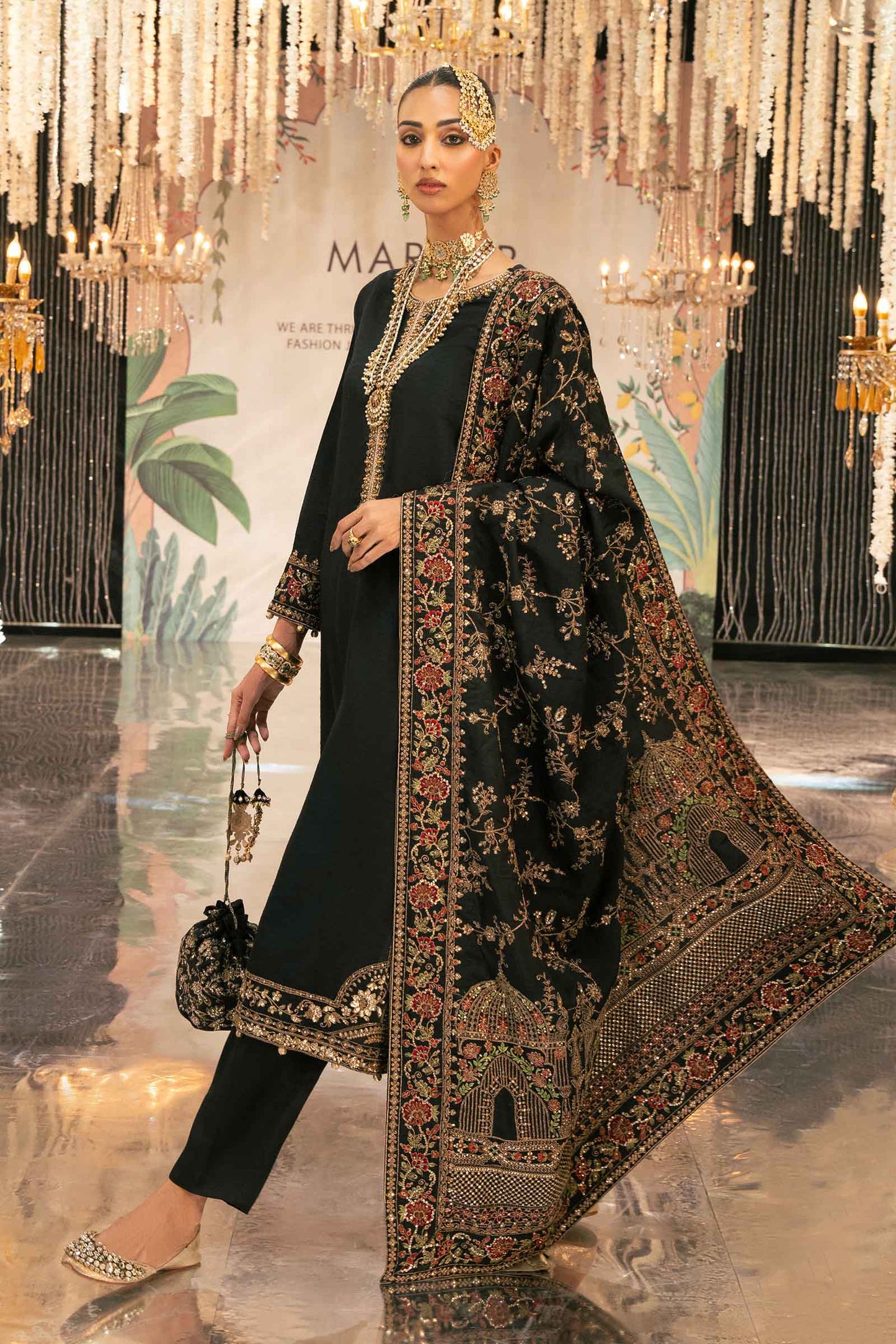 3 Piece Embroidered Raw Silk Suit