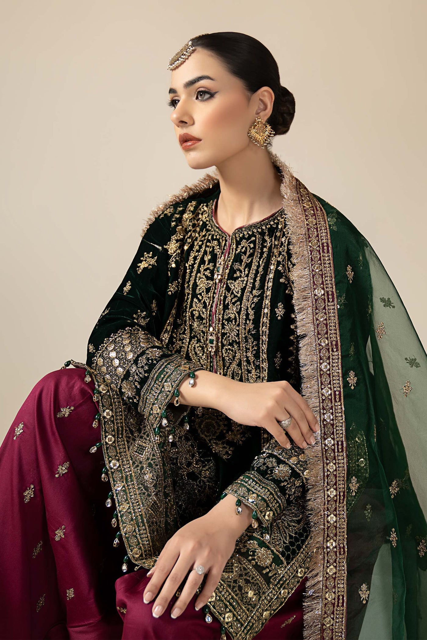 3 Piece Embroidered Velvet Suit