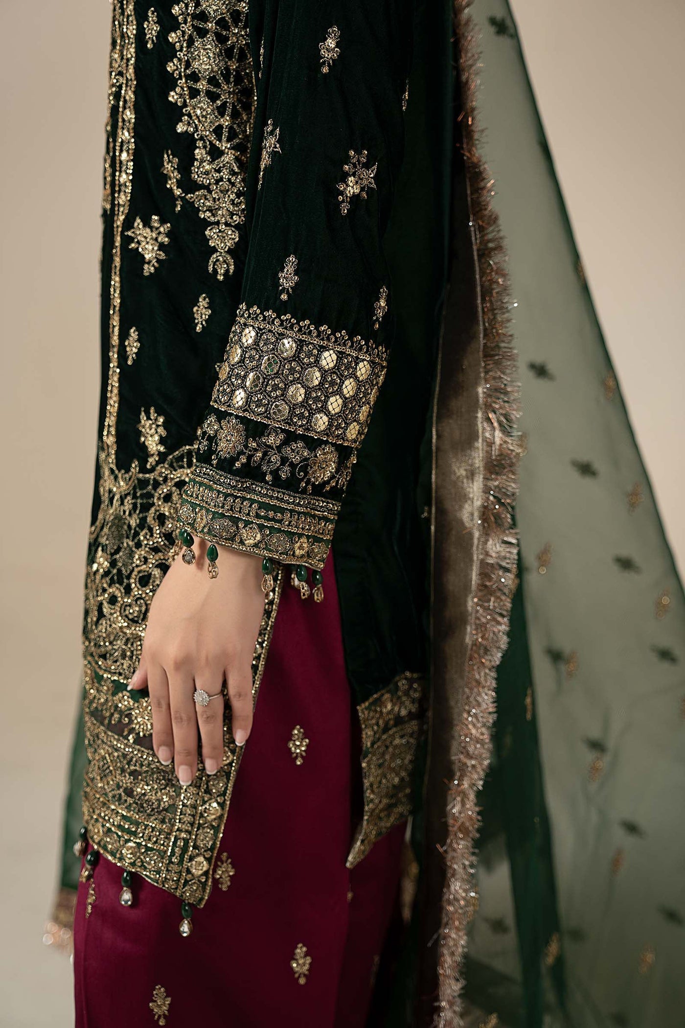 3 Piece Embroidered Velvet Suit