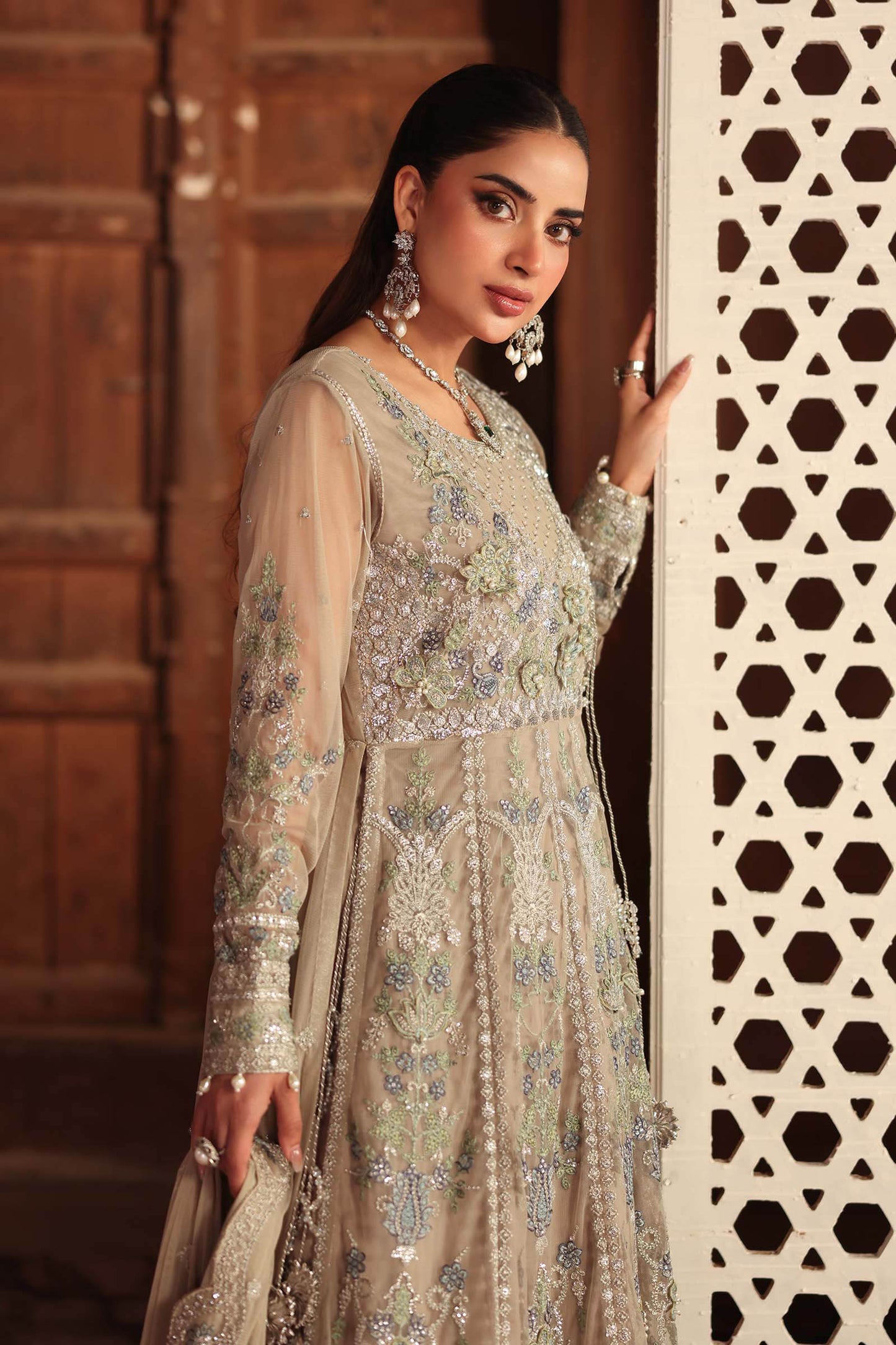3 Piece Embroidered Net Suit