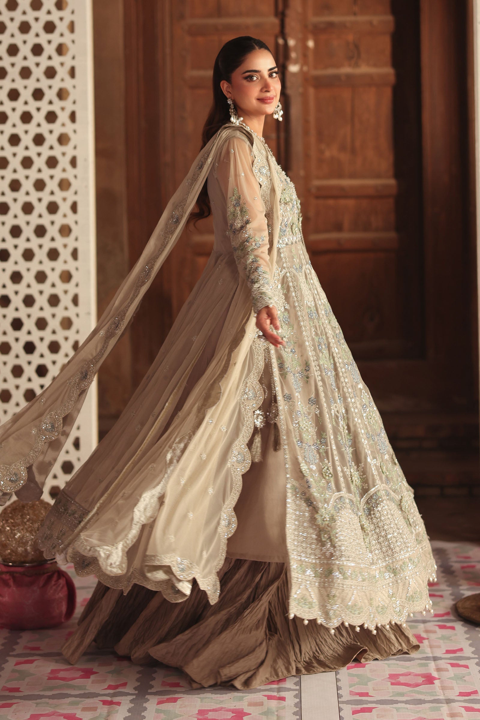 3 Piece Embroidered Net Suit