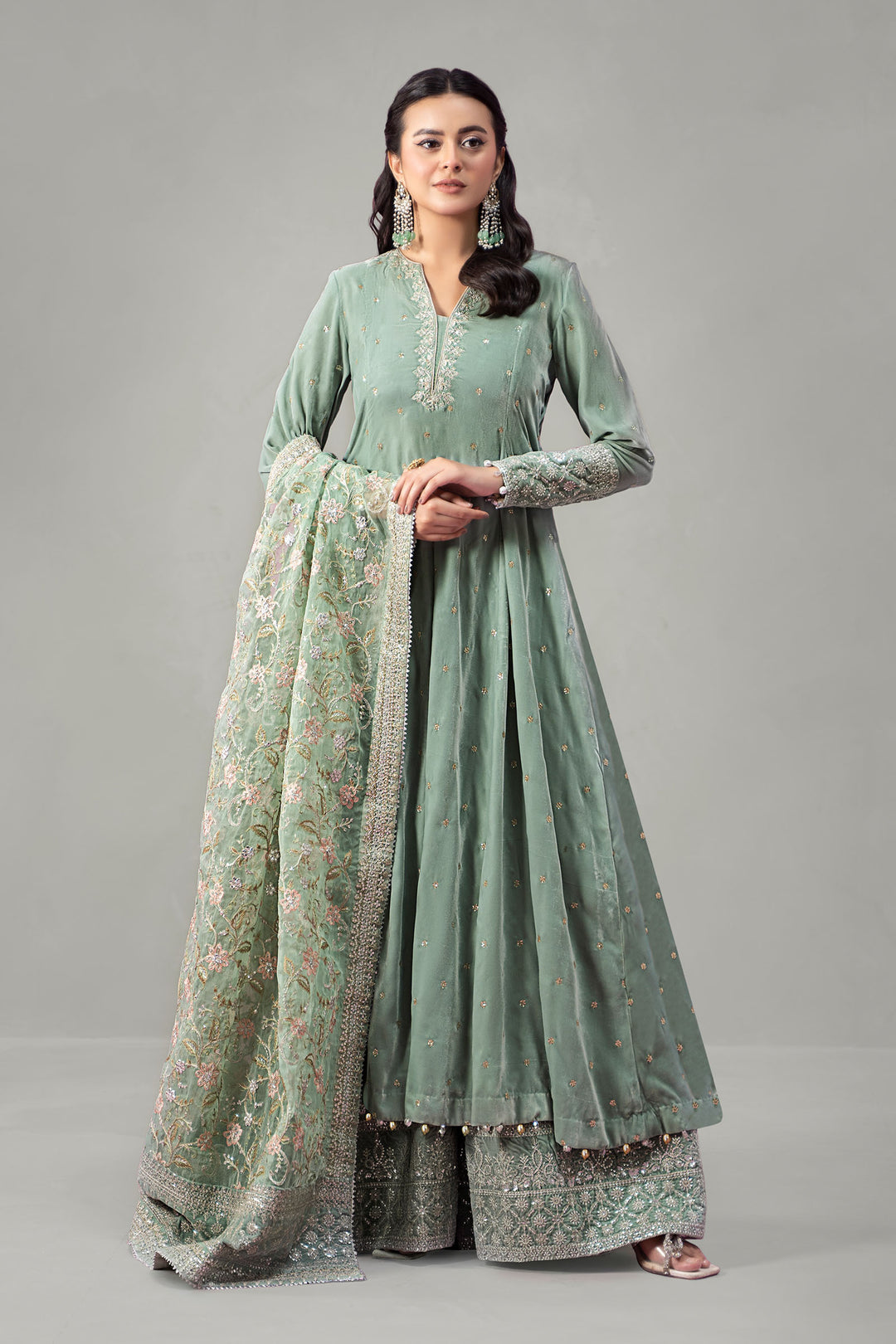 3 Piece Embroidered Velvet Suit | SF-W24-12 – Maria.B