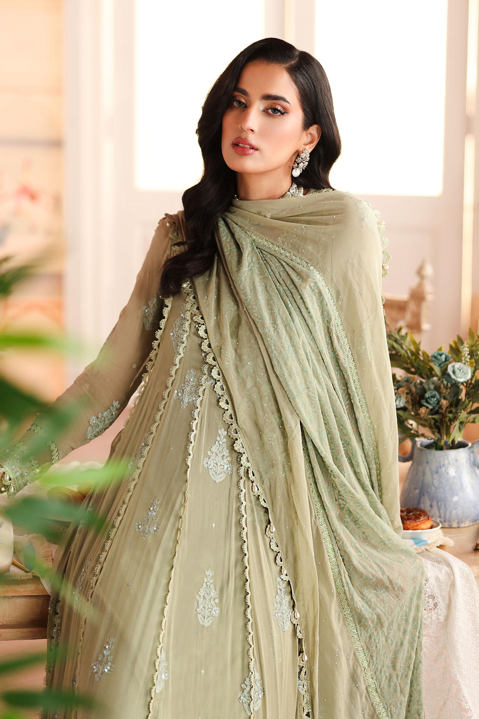 3 Piece Embroidered Chiffon Suit