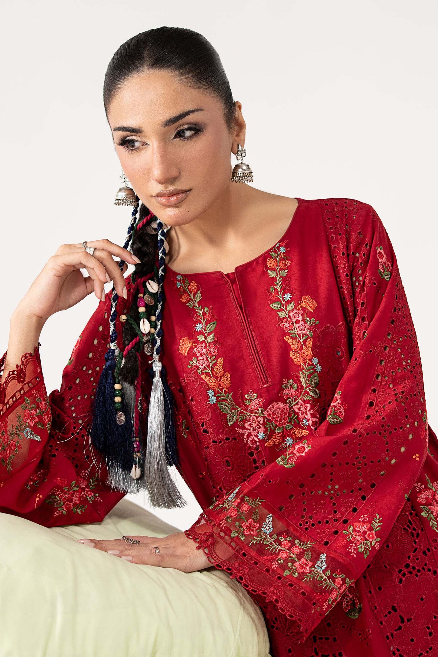 2 Piece Embroidered Brochia Suit