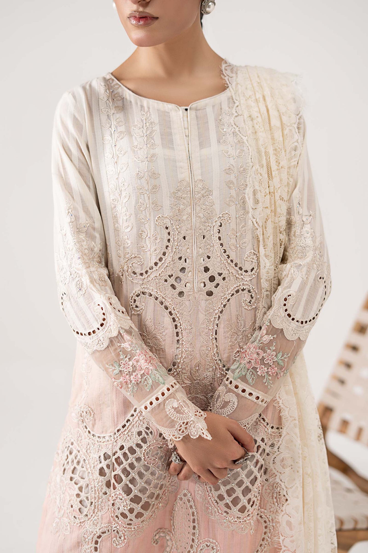 3 Piece Embroidered Dobby Lawn Suit