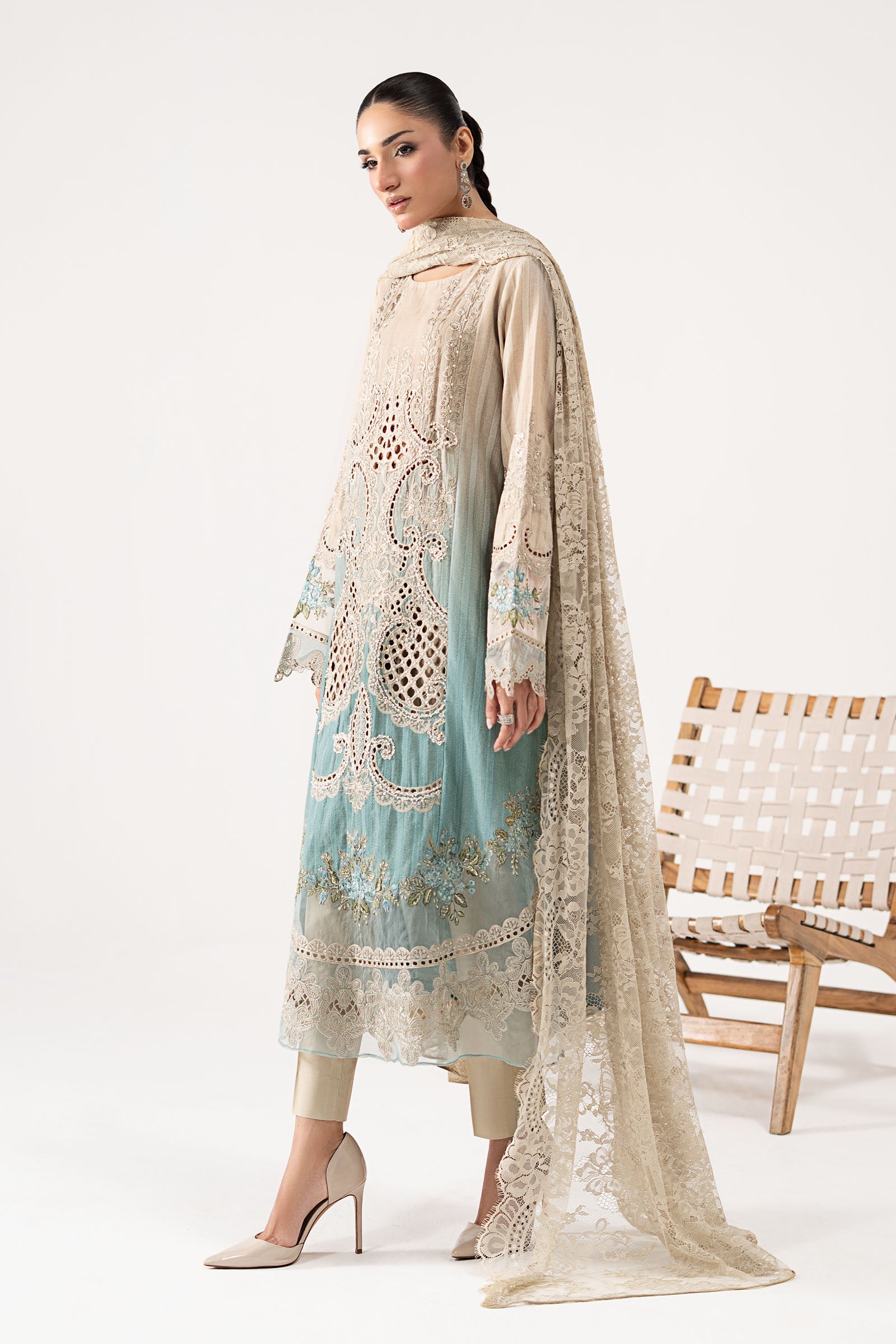 3 Piece Embroidered Dobby Lawn Suit