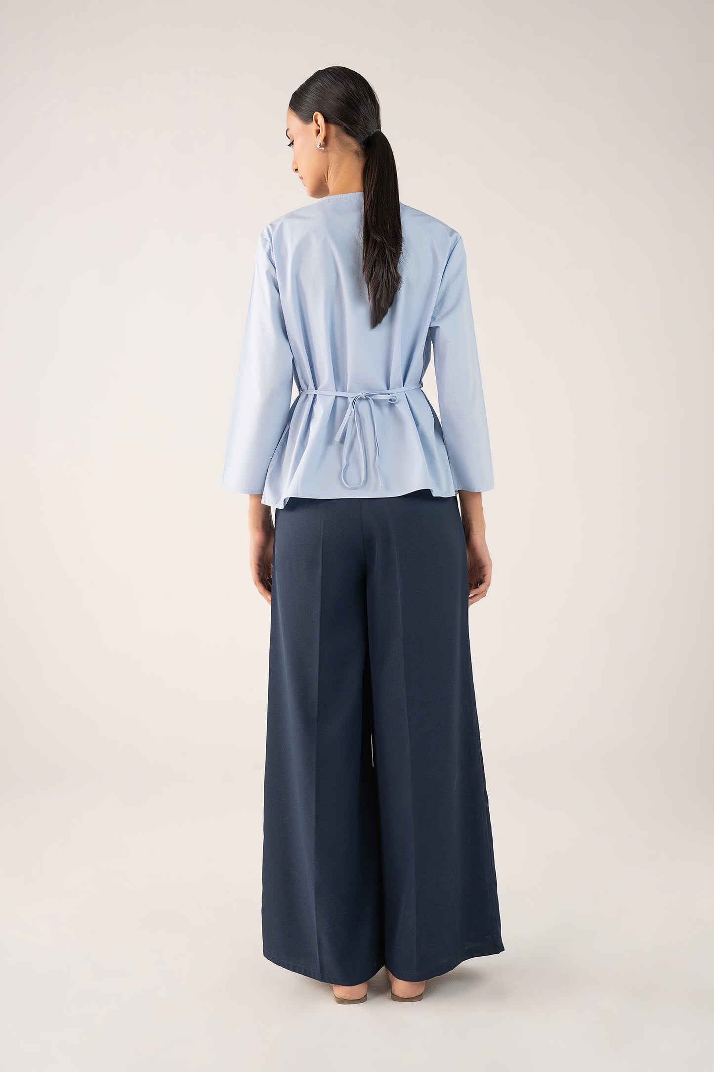 Belted Poplin Top