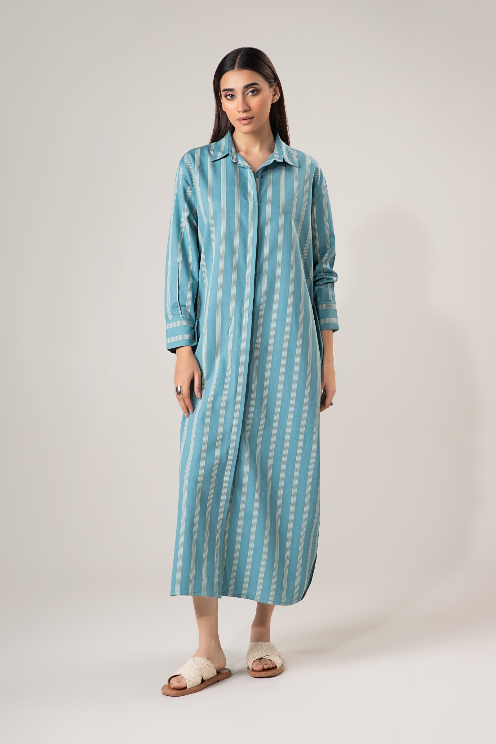 Striped Button-Down Dress