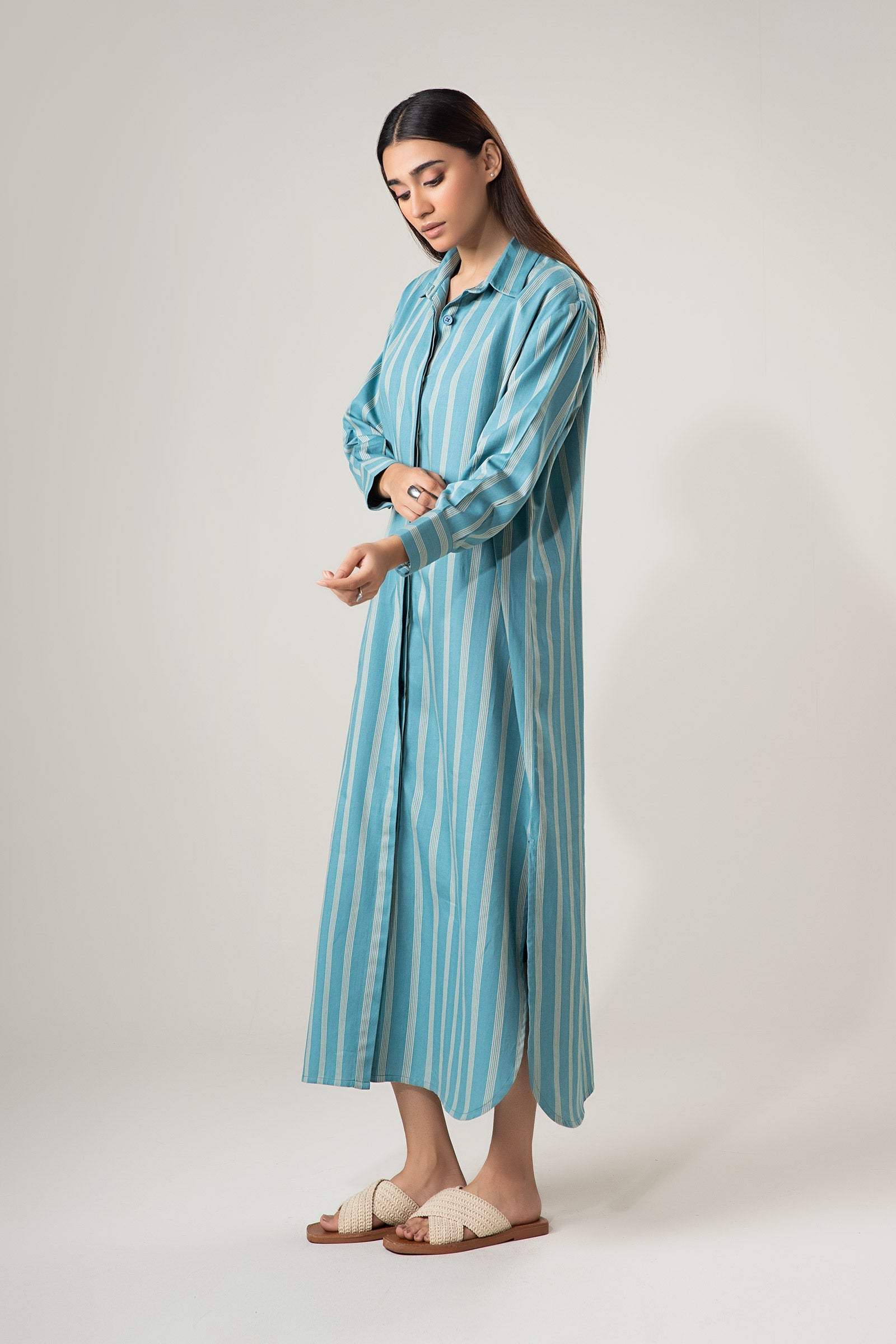 Striped Button-Down Dress