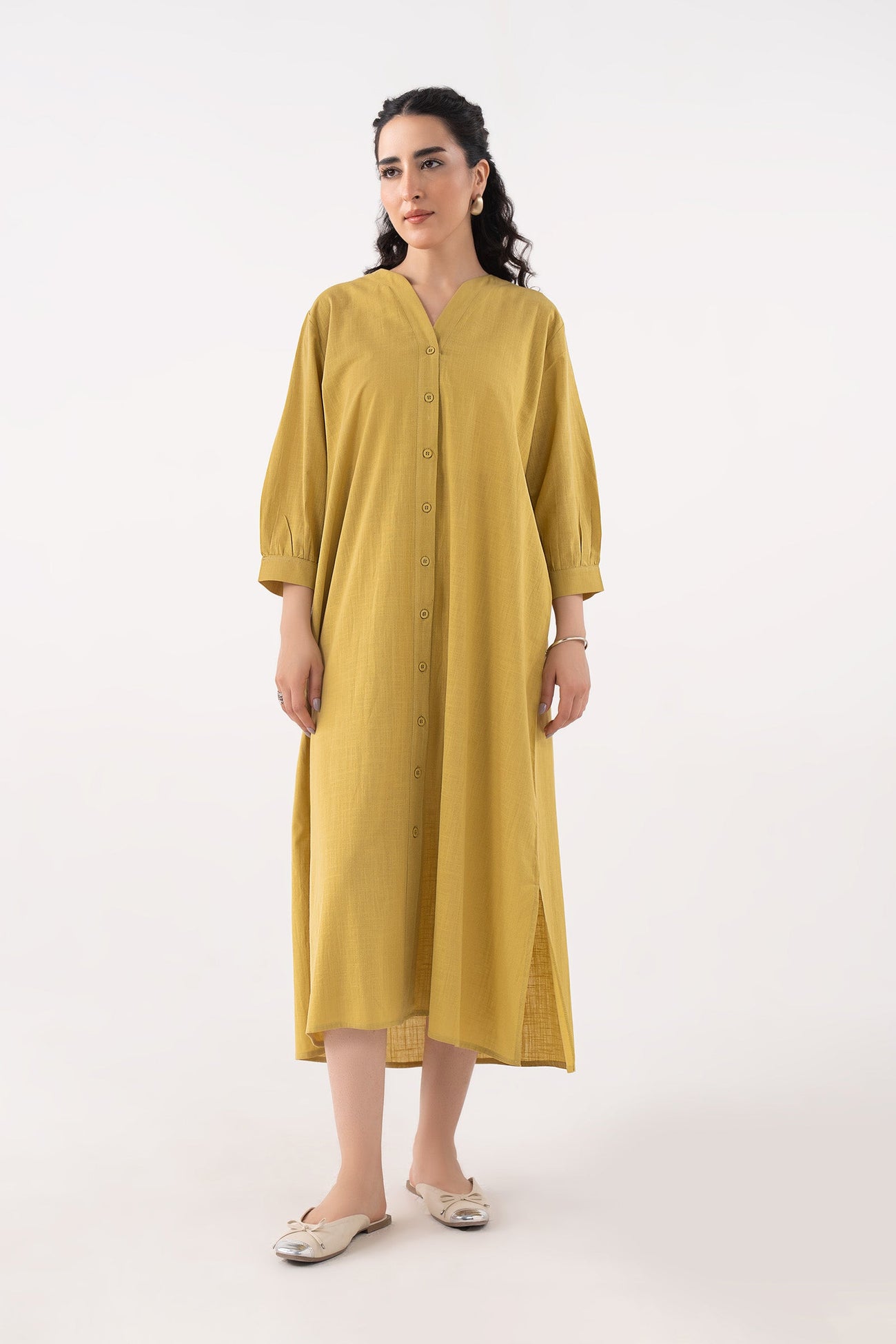 V-Neck Midi Dress