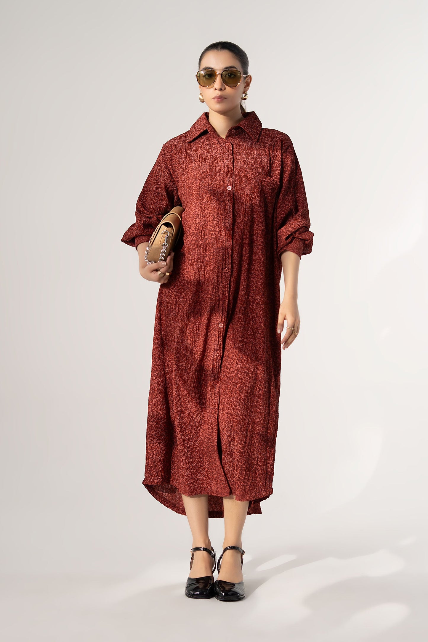 Printed Button-Down Dress