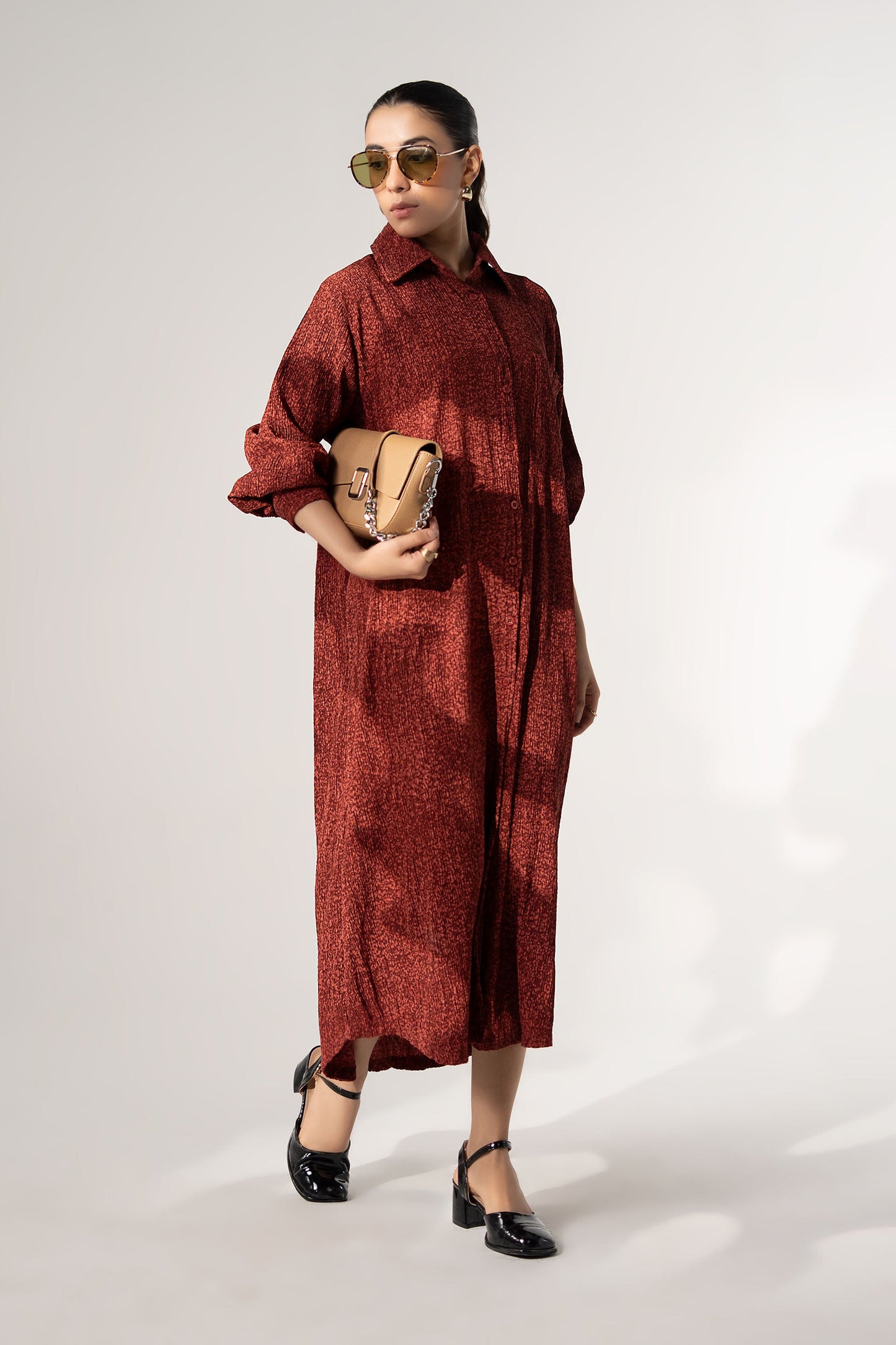 Printed Button-Down Dress