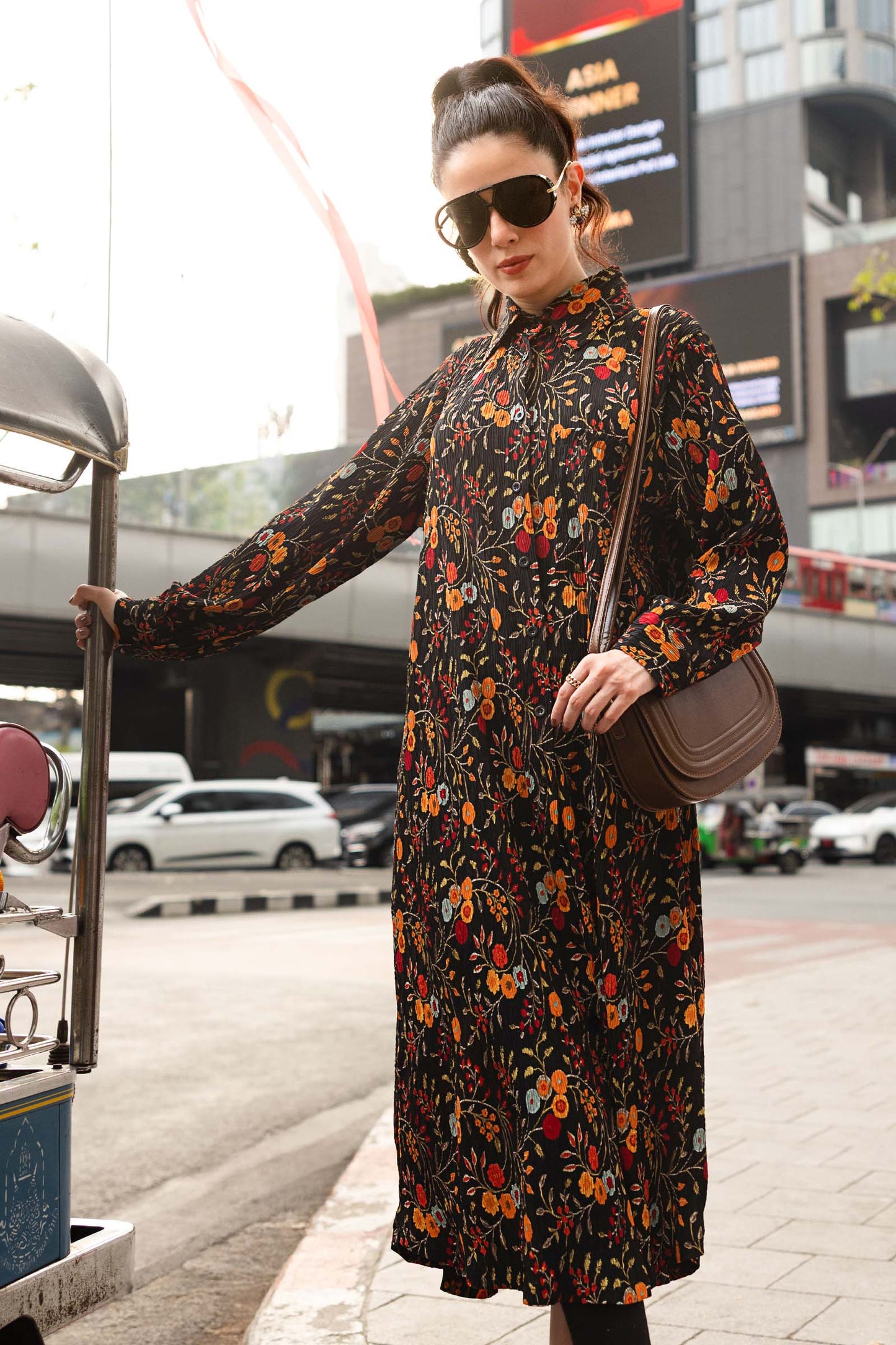 Printed Button-Down Dress