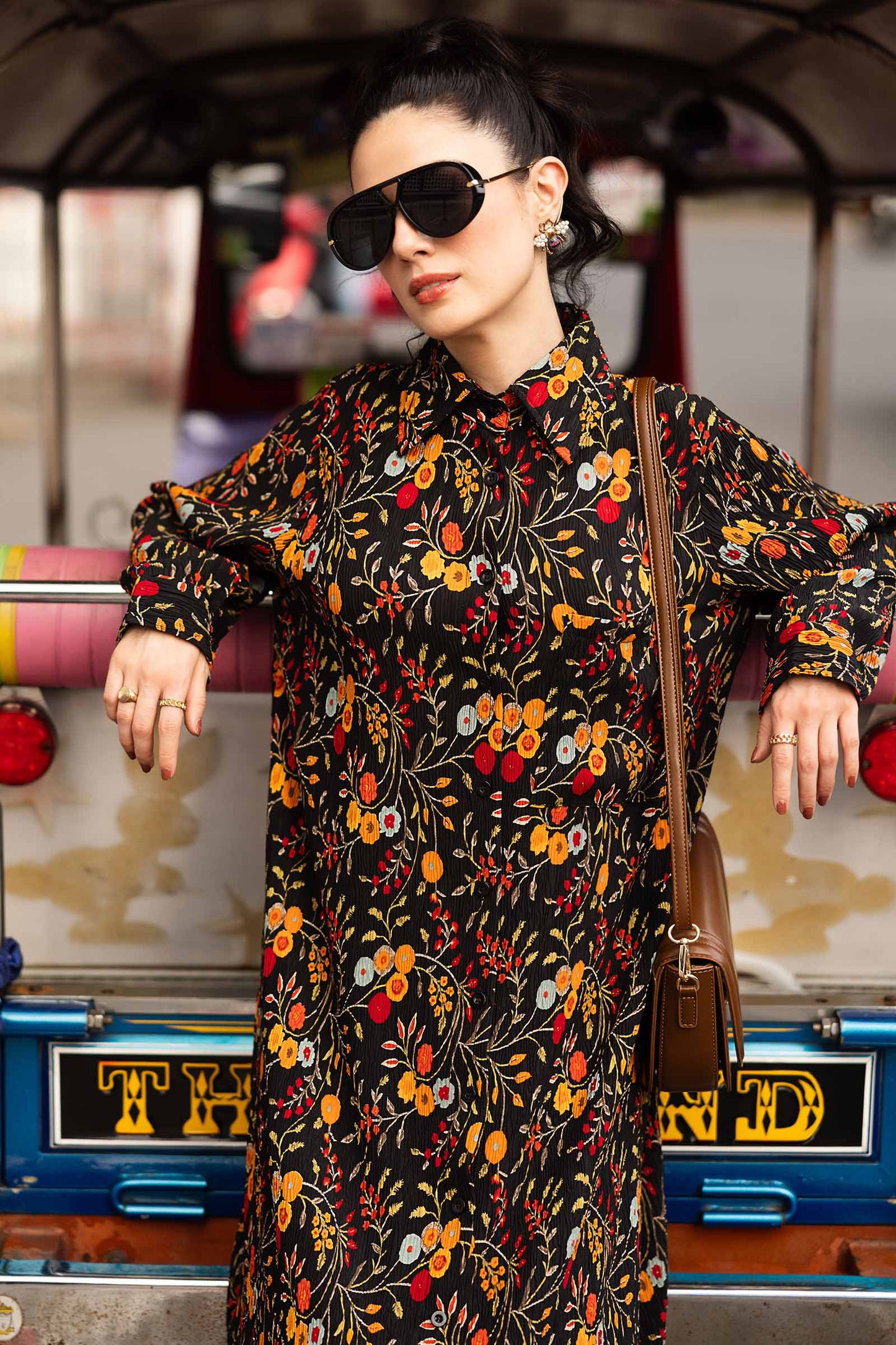 Printed Button-Down Dress