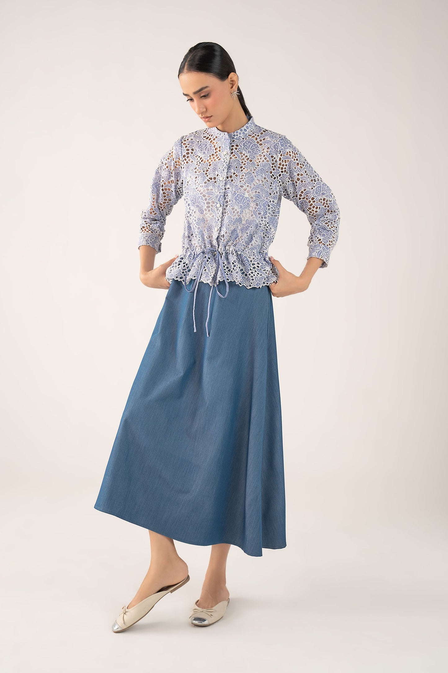 Schiffli Gathered Top