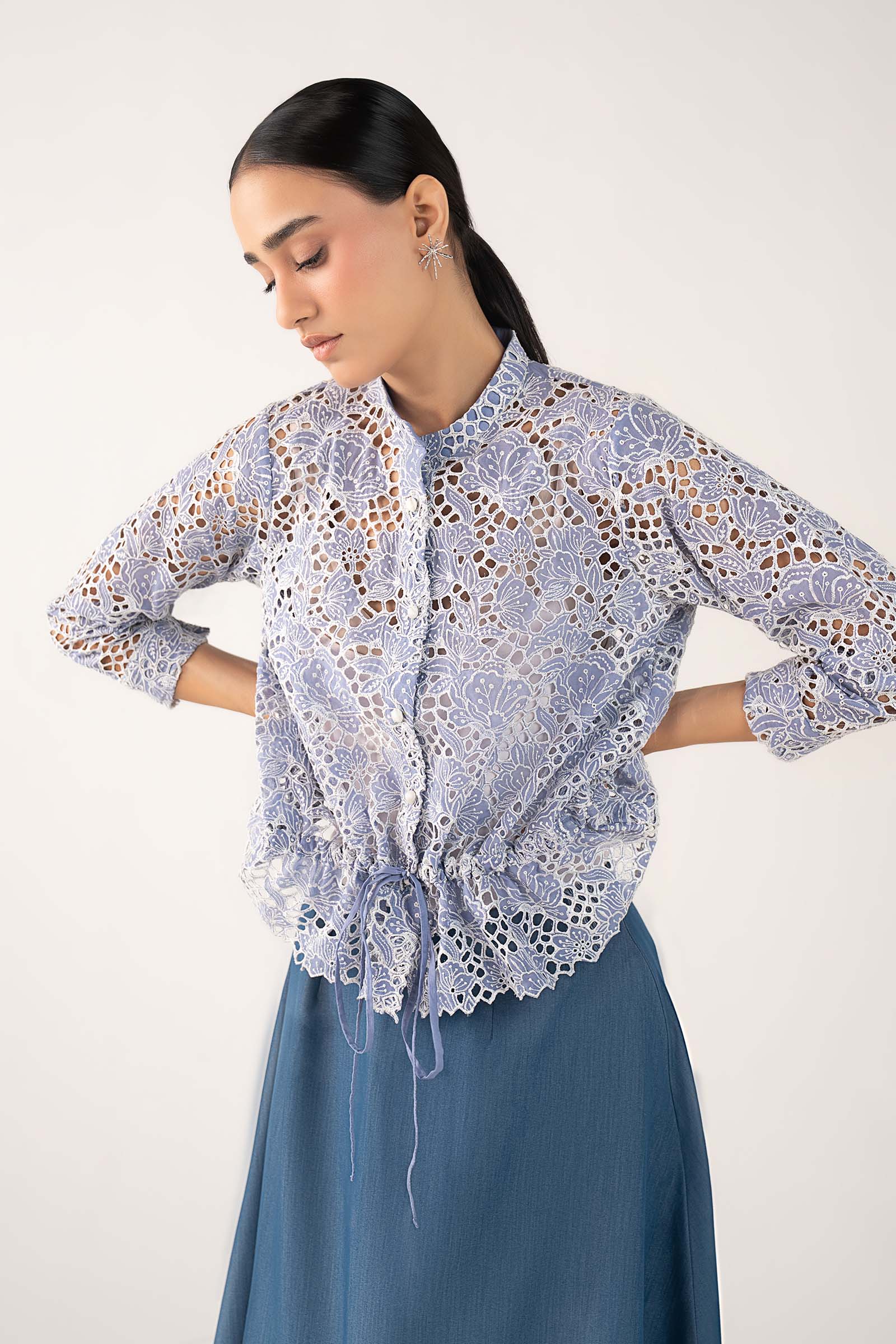 Schiffli Gathered Top