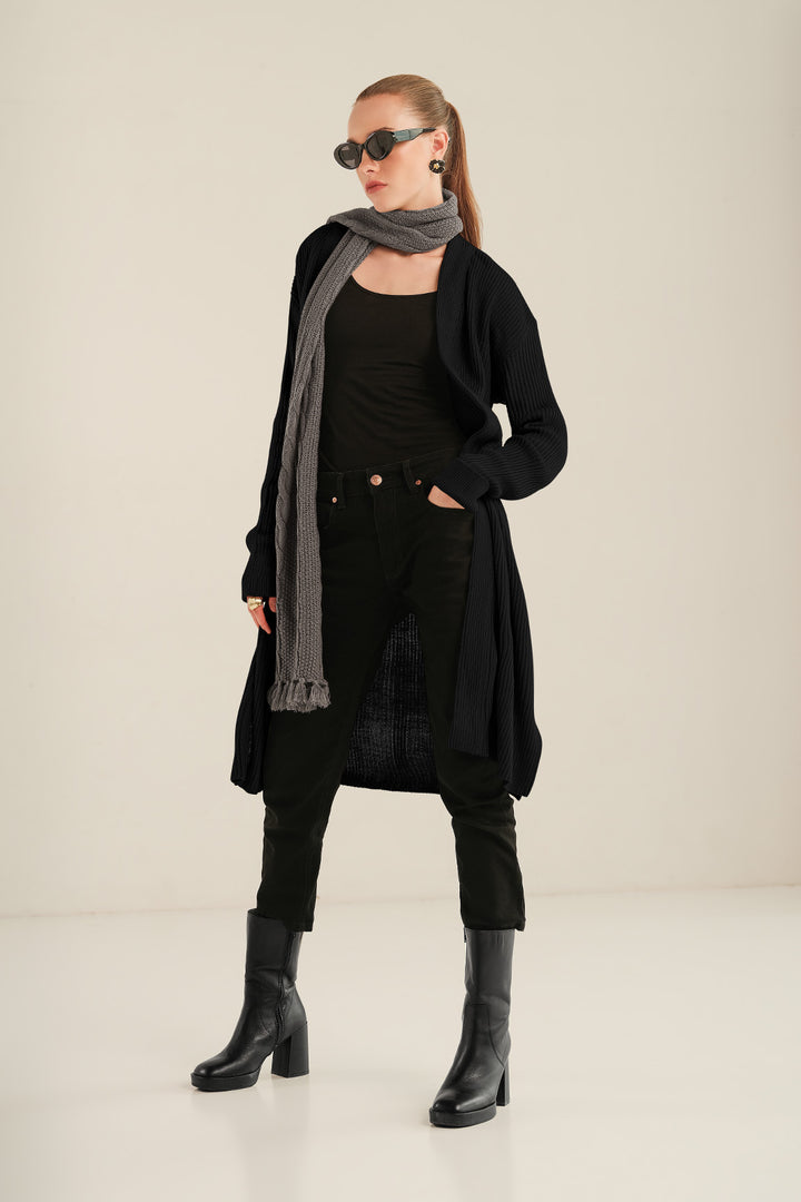 Ribbed Cardigan | WEST-W23-32-Black All Sale WEST332-EXS-BLK