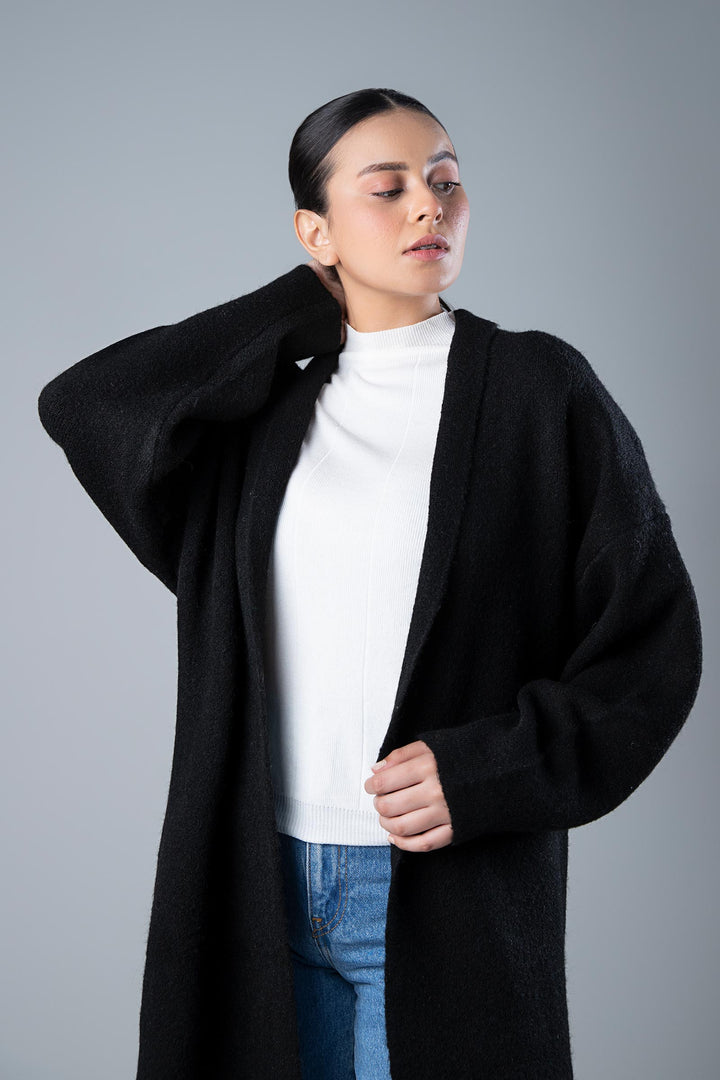 Fuzzy Cardigan | WEST-W24-13 All Sale WEST013-ESM-BLK