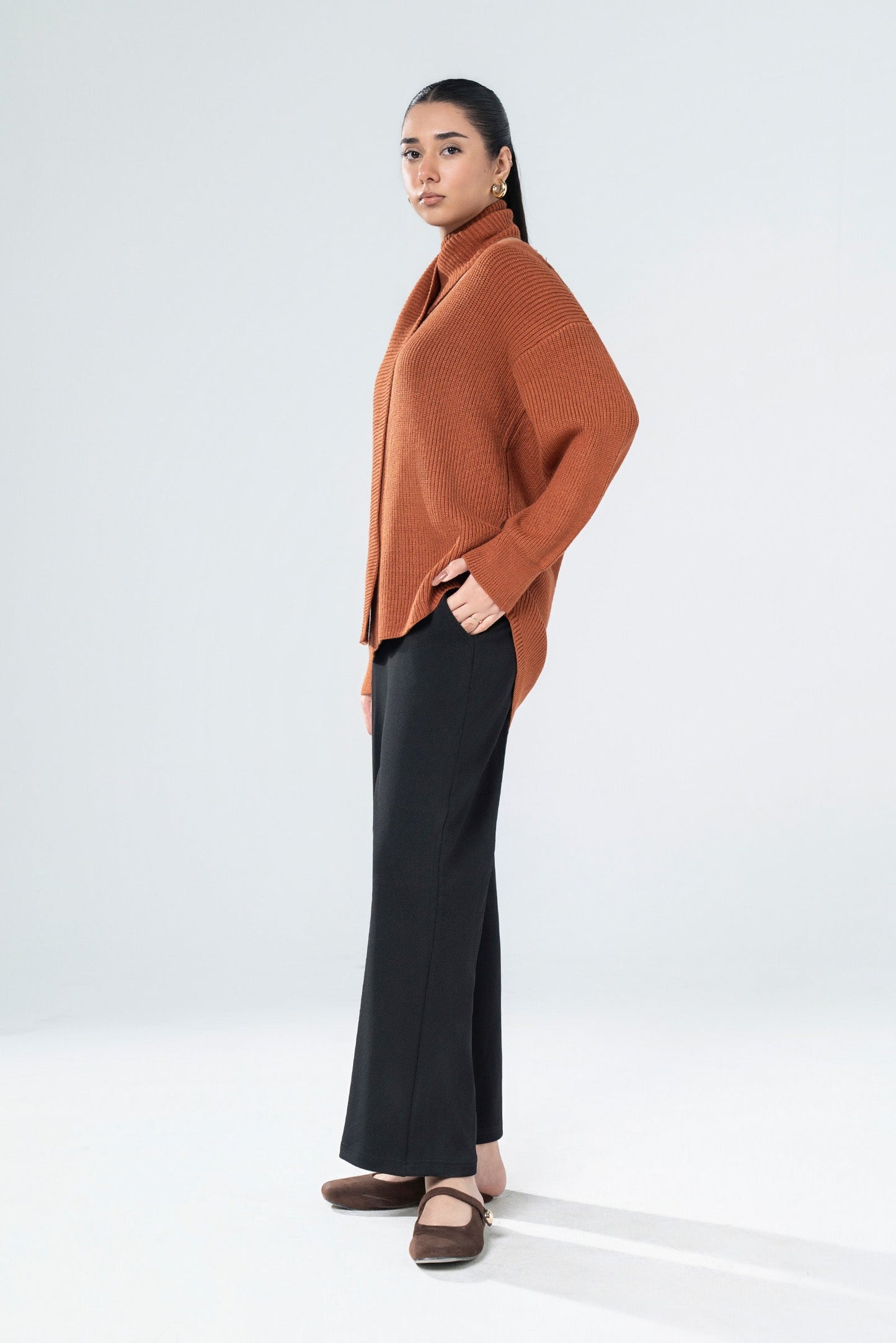 Scarfed Knit Sweater
