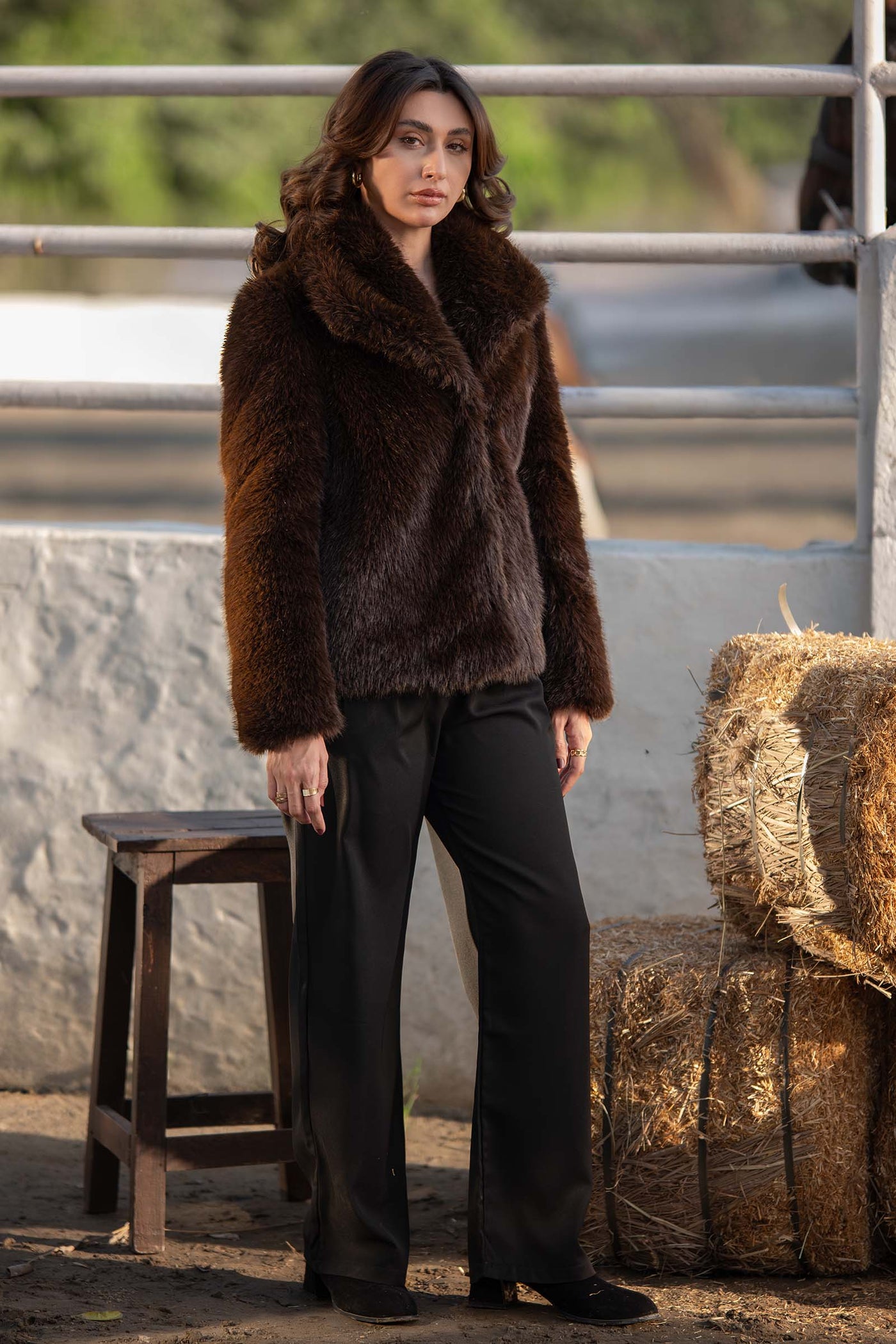 Belted Faux Fur Jacket