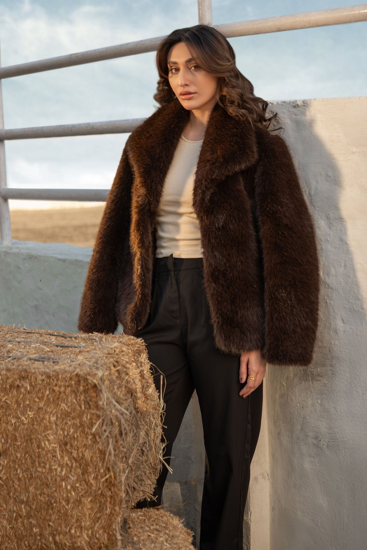 Belted Faux Fur Jacket