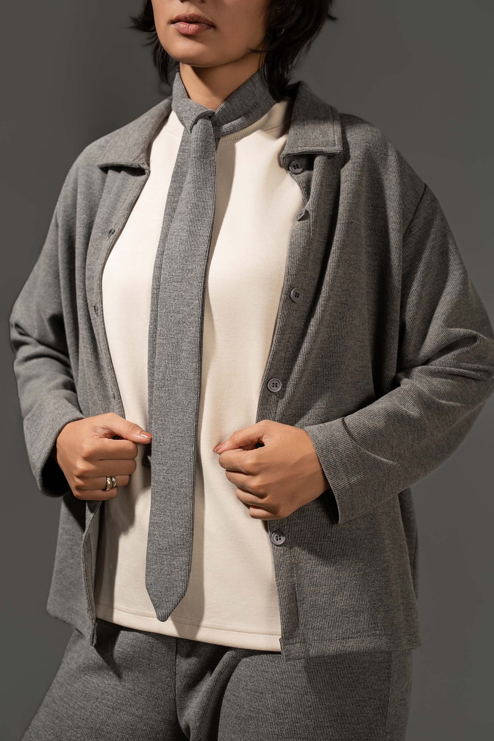 Textured Button-Down Set