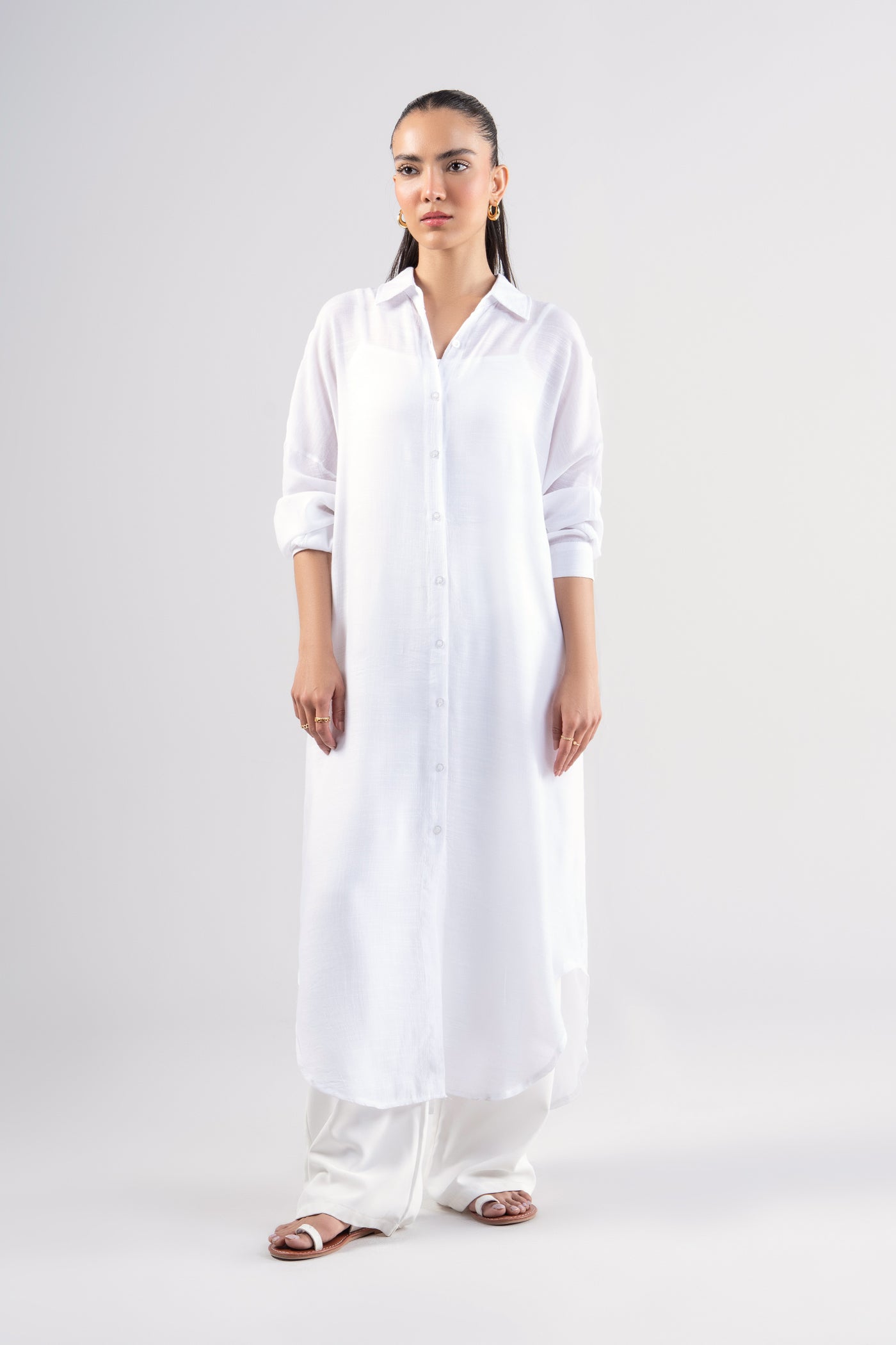 Long Button Down Shirt Dress | WEST-S25-12A