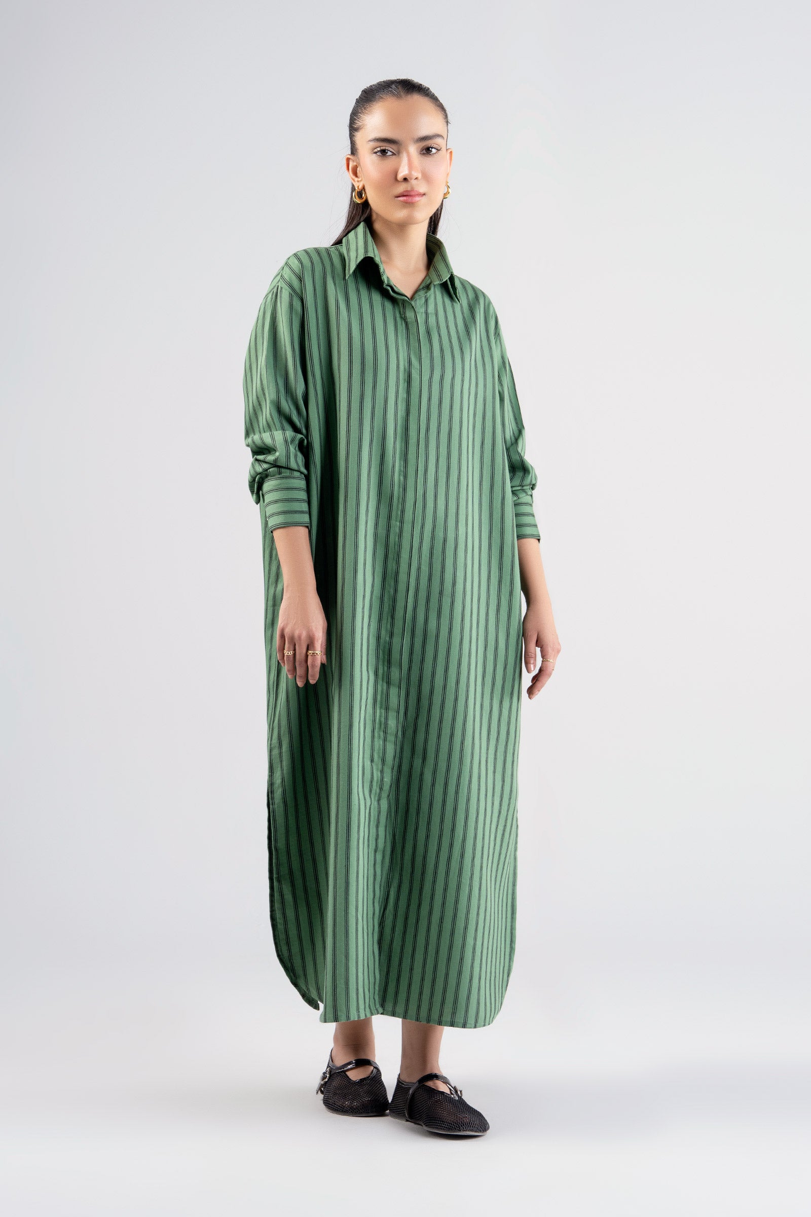 Striped Button-Down Dress