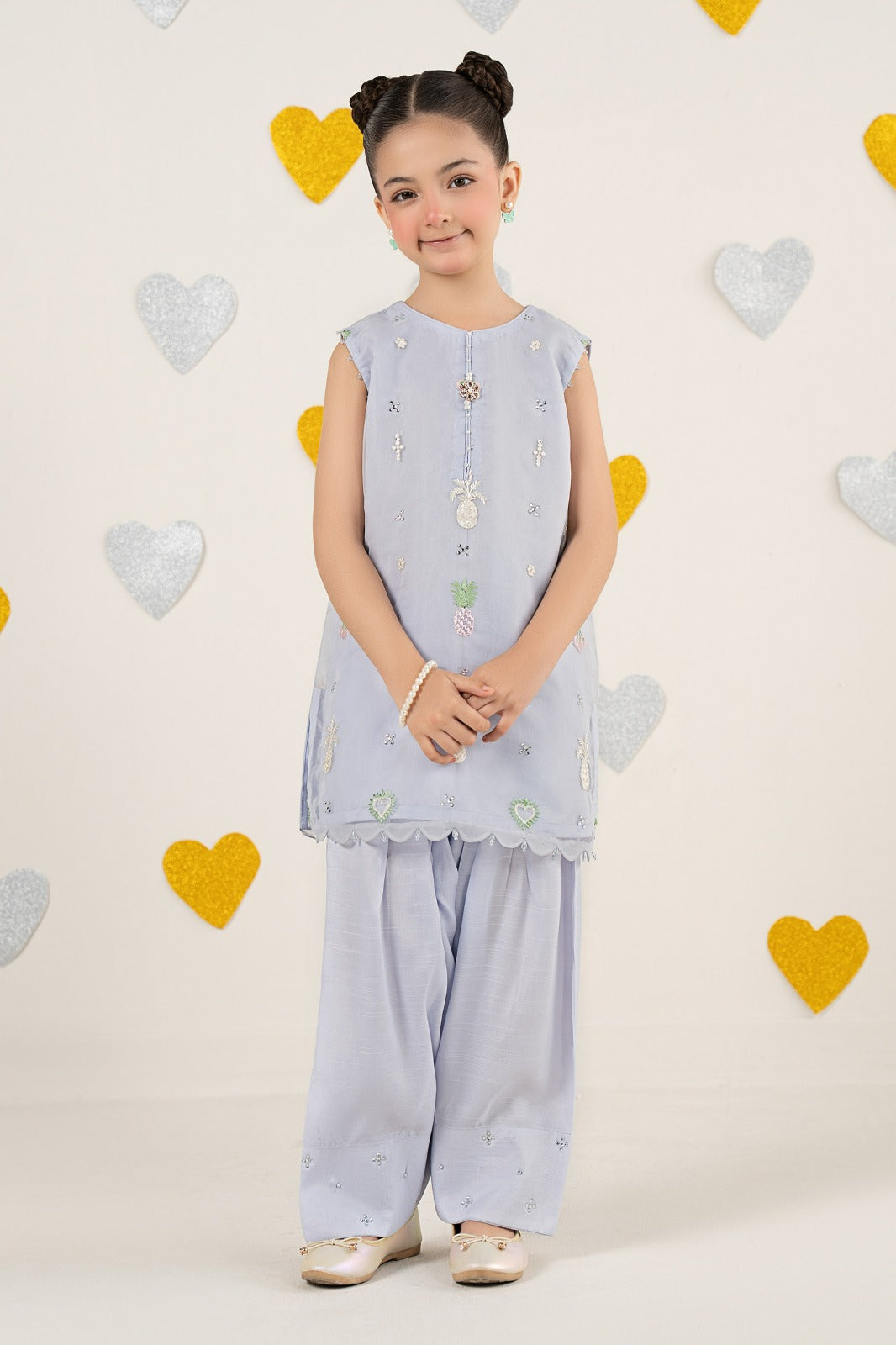 2 Piece Embroidered Organza Suit