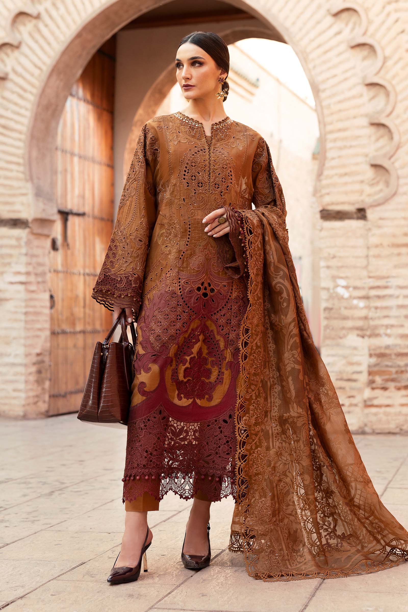 Video preview - 3 Piece Unstitched Embroidered Paper Cotton Suit | D-2501-B