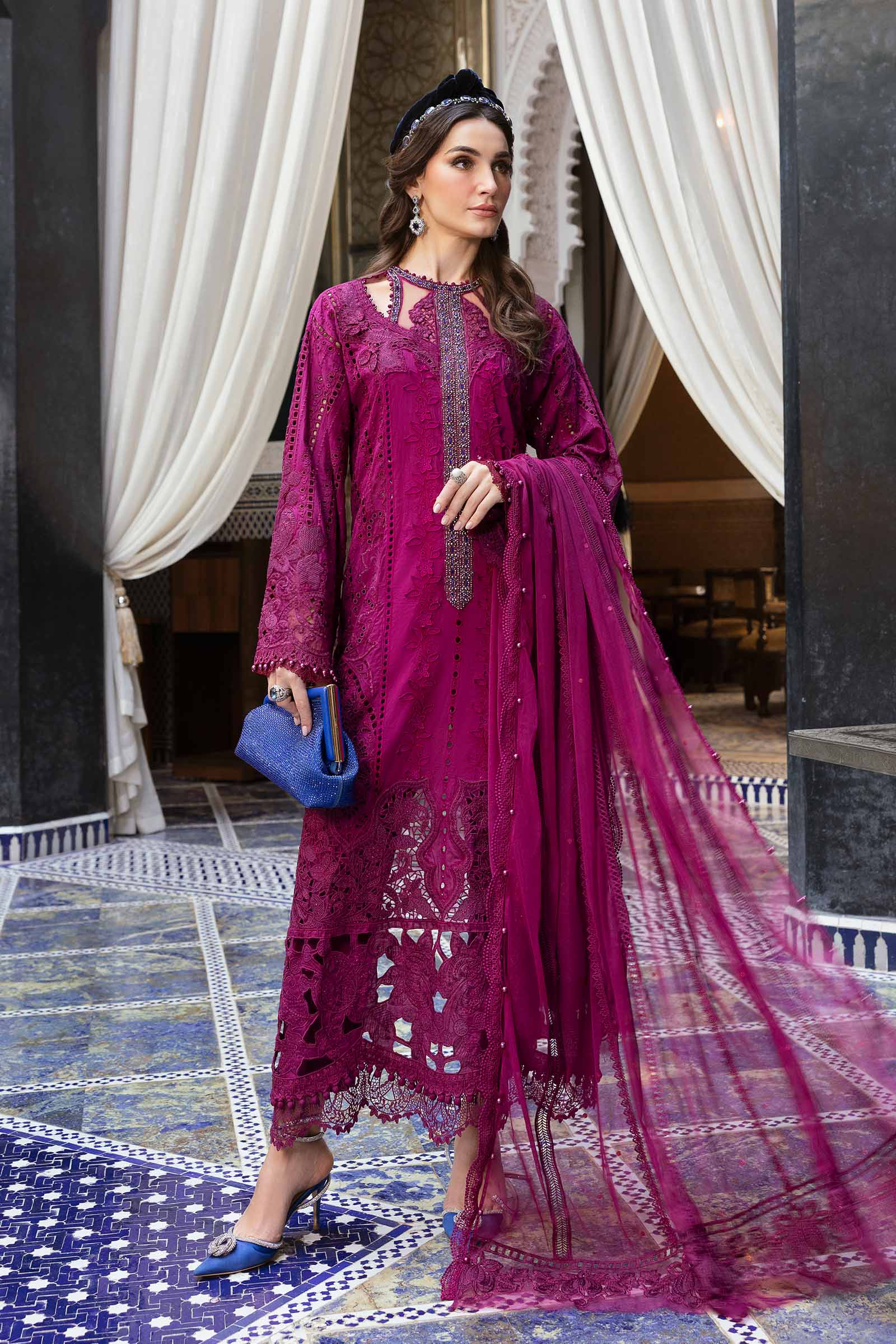 Video preview - 3 Piece Unstitched Embroidered Lawn Suit | D-2502-B