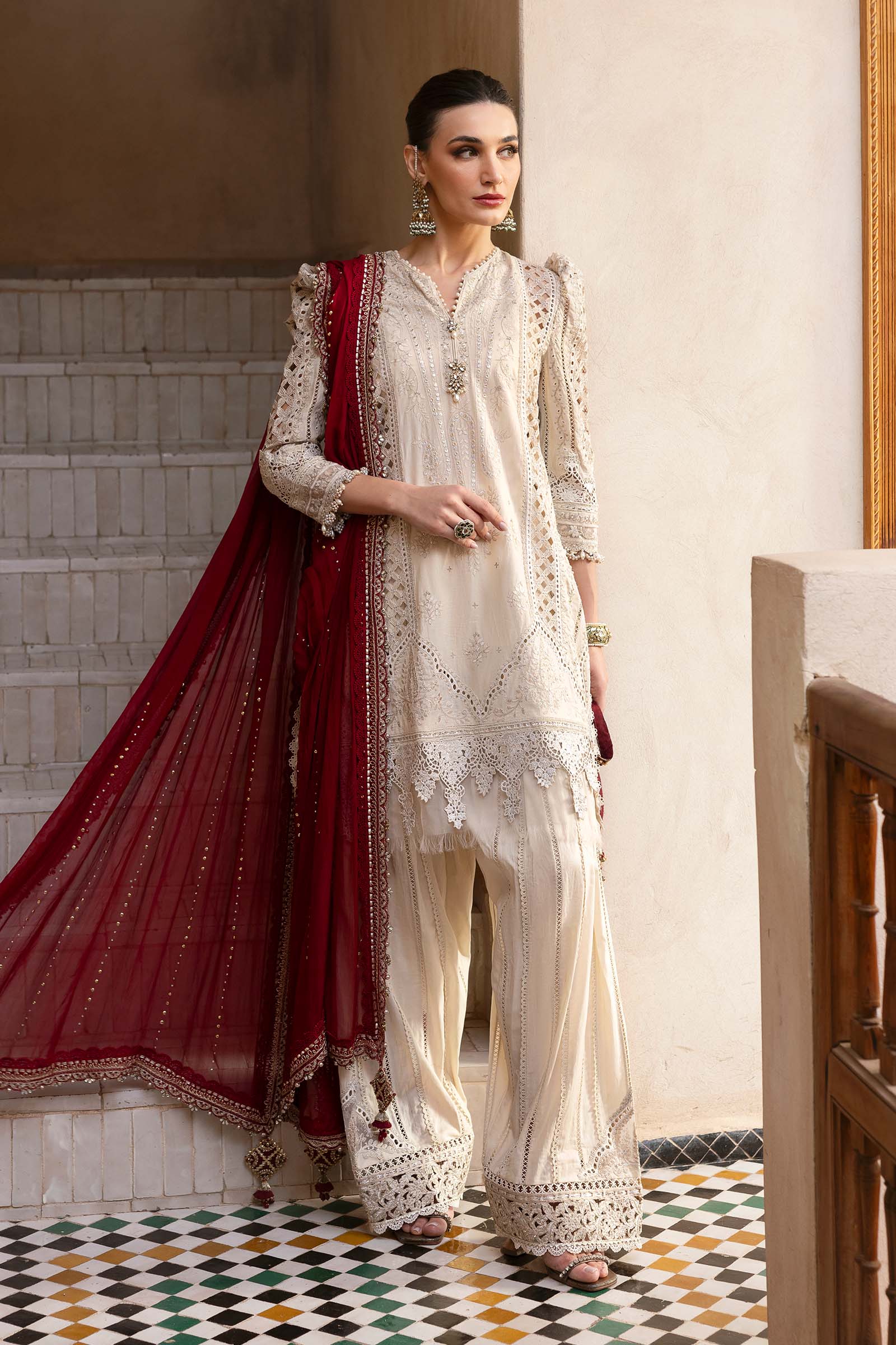 Video preview - 3 Piece Unstitched Embroidered Lawn Suit | D-2511-B