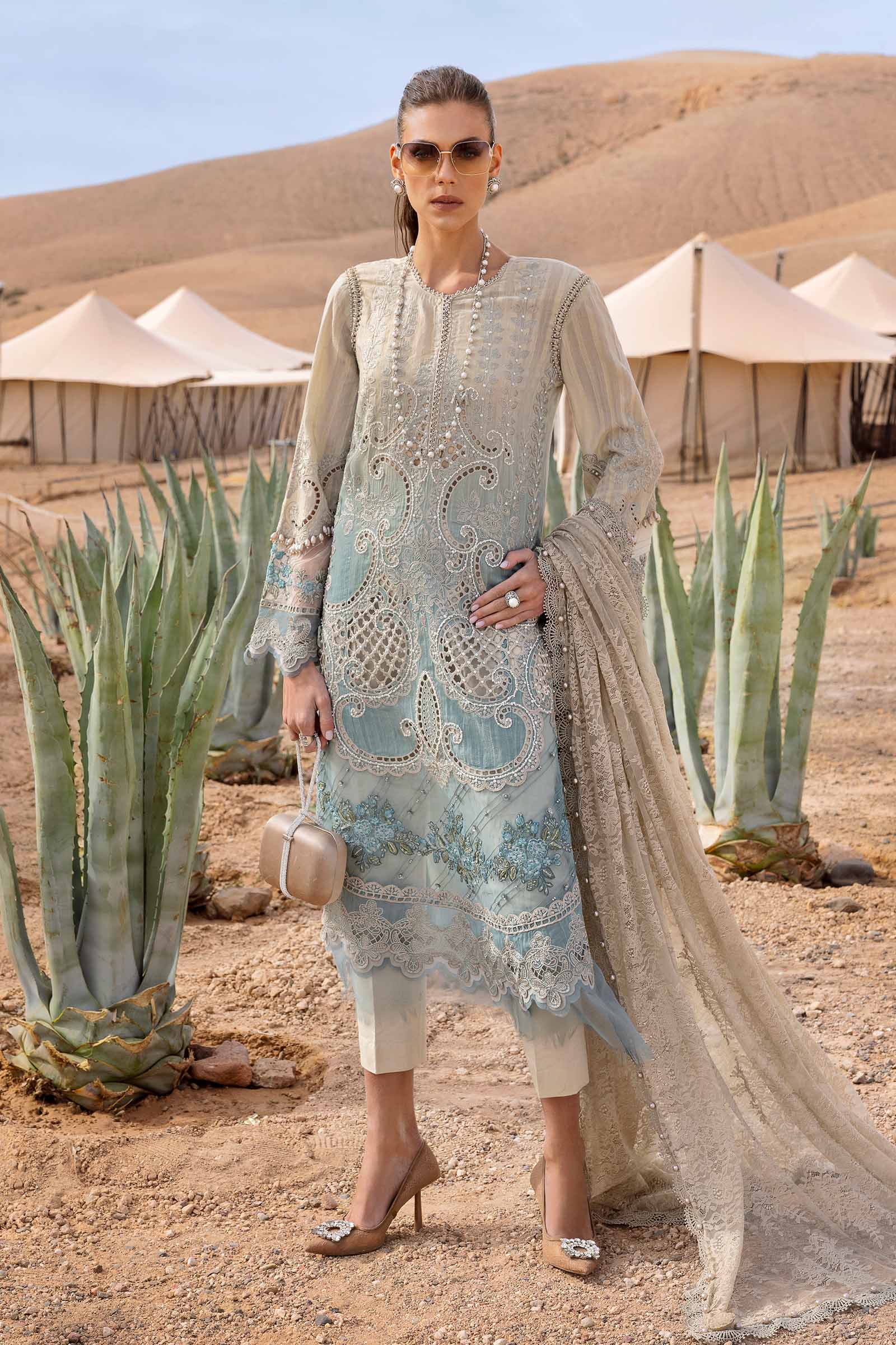 Video preview - 3 Piece Unstitched Embroidered Dobby Lawn Suit | D-2515-B