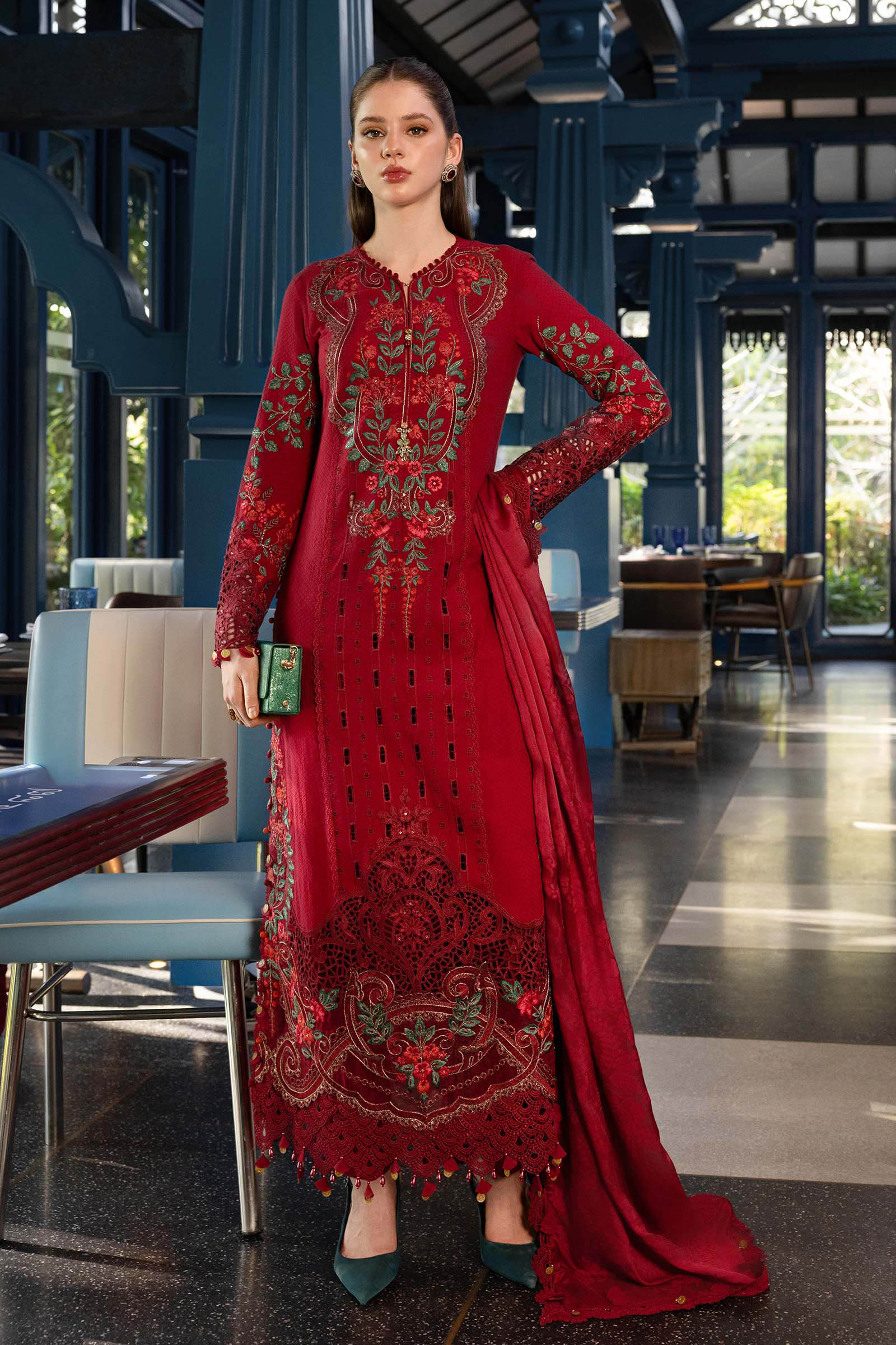 3 Piece Unstitched Embroidered Jacquard Lawn Suit  Maria.B. Designs (AE)
