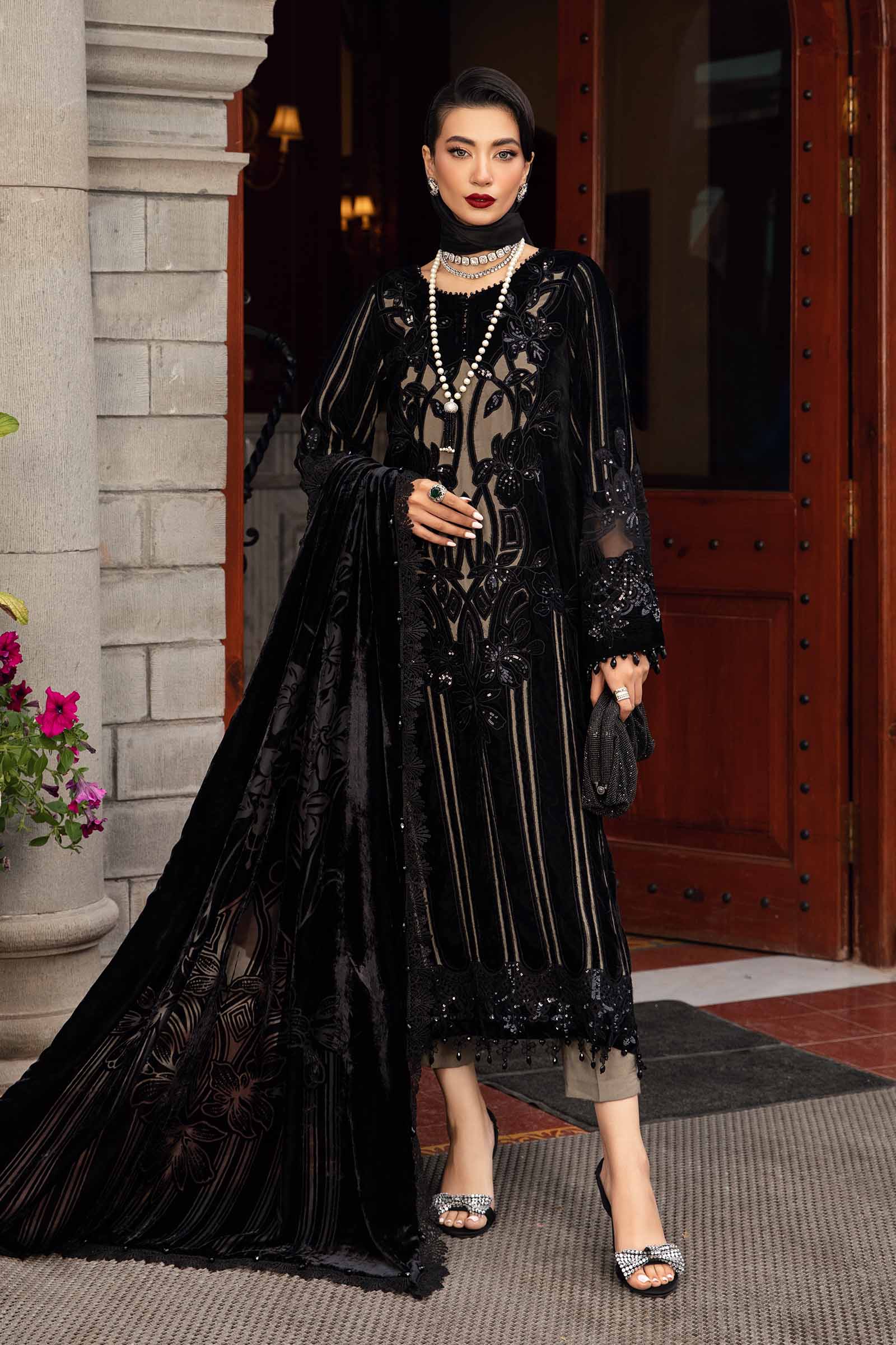 Video preview - 3 Piece Unstitched Embroidered Velvet Suit | DL-1205